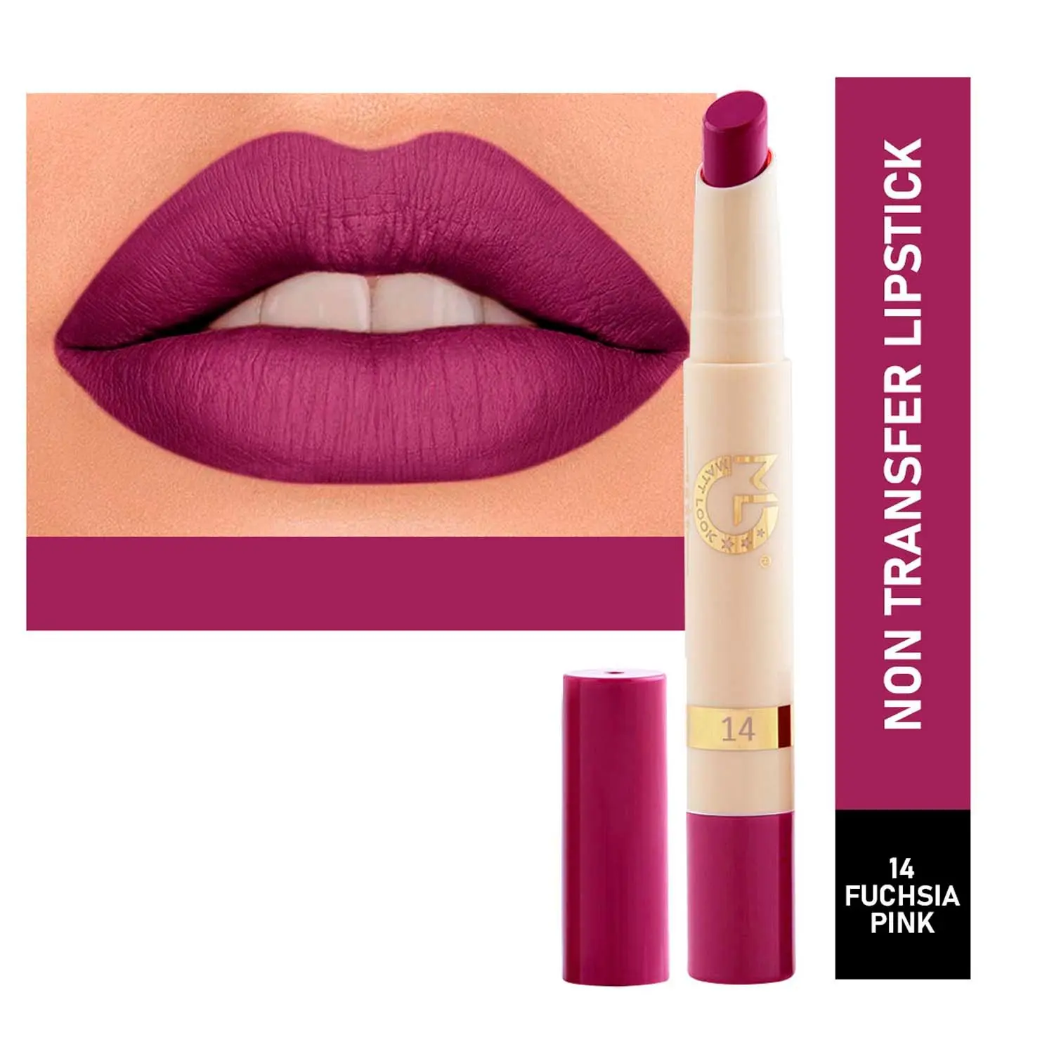 Matt look Velvet Smooth Non-Transfer, Long Lasting & Water Proof Lipstick, Fuchsia Pink (2gm)