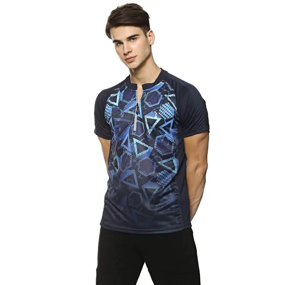 Campus Sutra Graphic Print Men Round or Crew T Shirt,  Blue  Medium