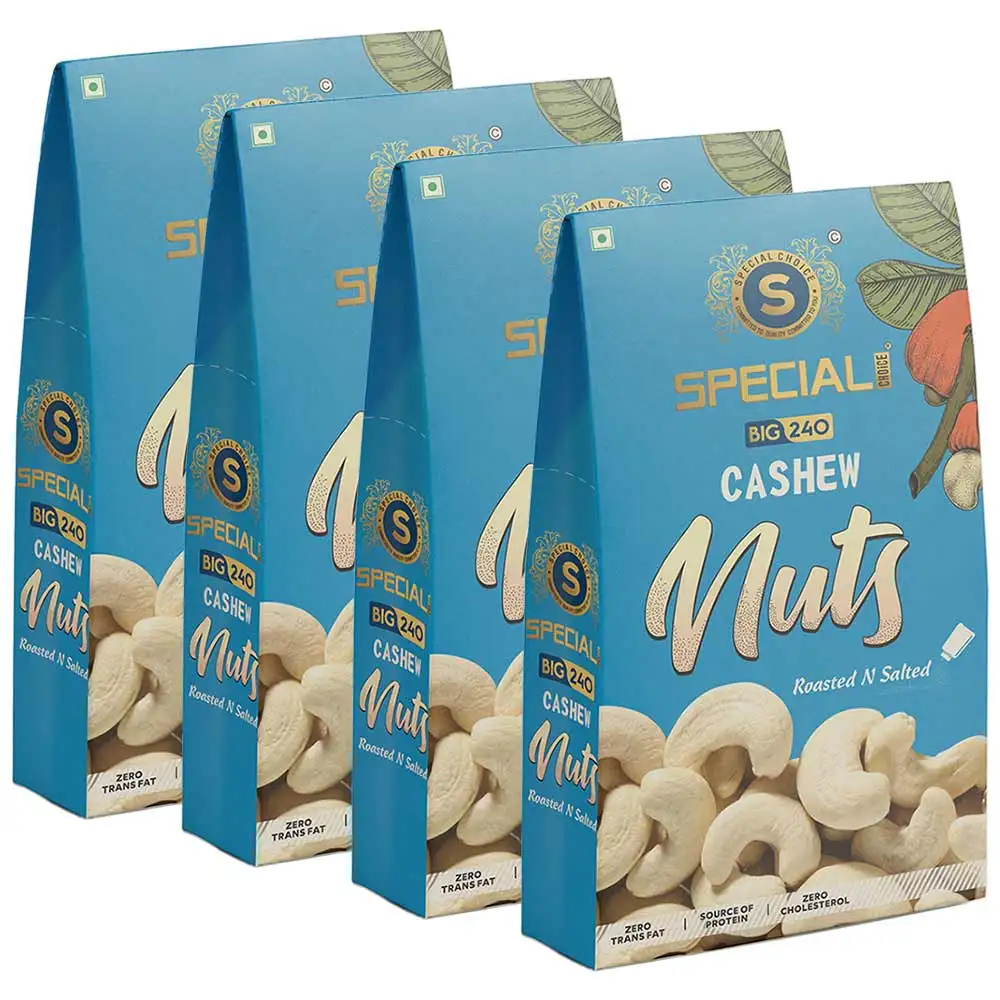 Special Choice Cashew Nuts (Big 240),  Roasted & Salted (Pack of 4)  250 g