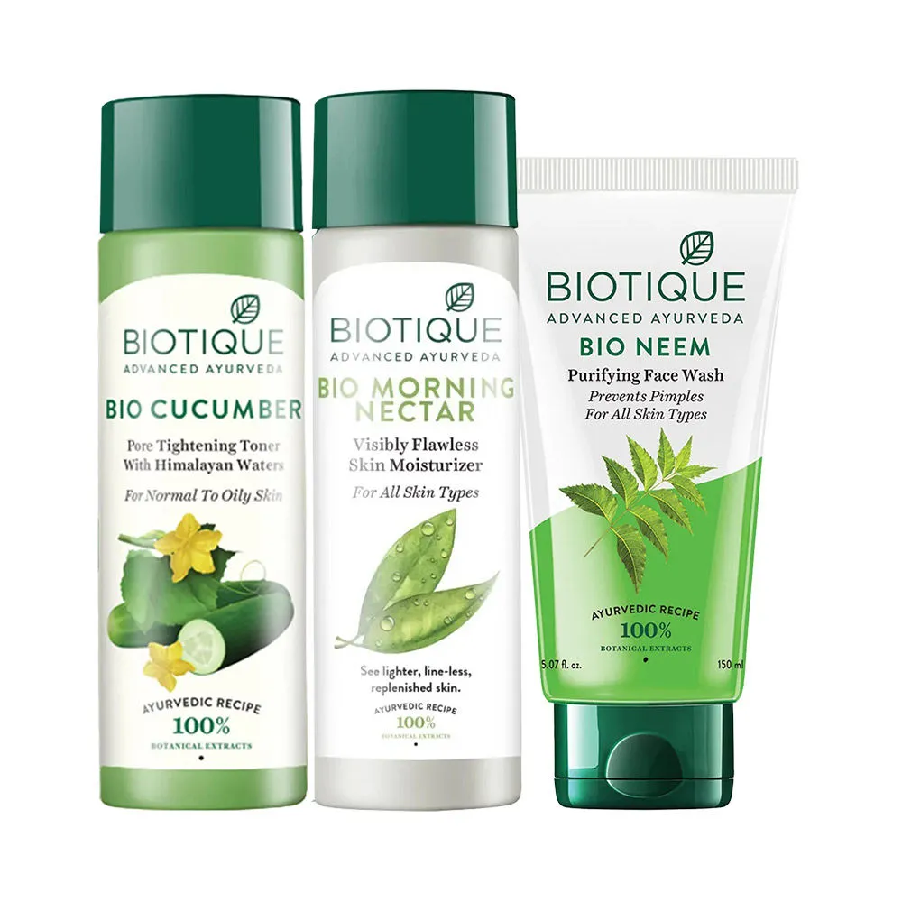 Biotique Ctm Regime Combo (Neem Facewash Toner, Moisturiser)