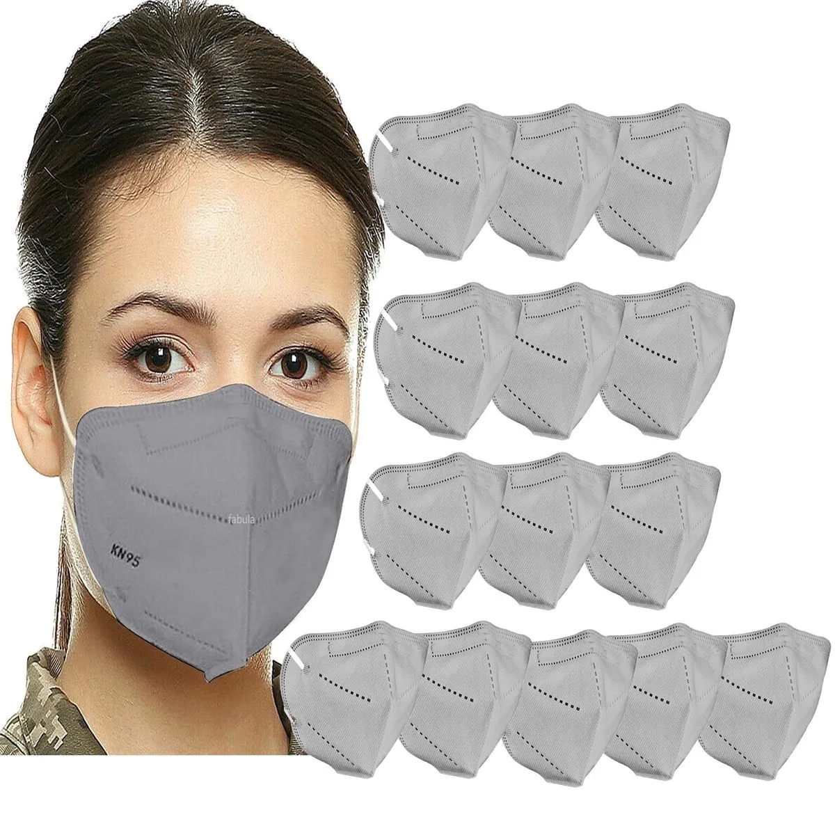 OOMPH Pack Of 100 Kn95/n95 Anti-pollution Reusable 5-layer Mask (grey)