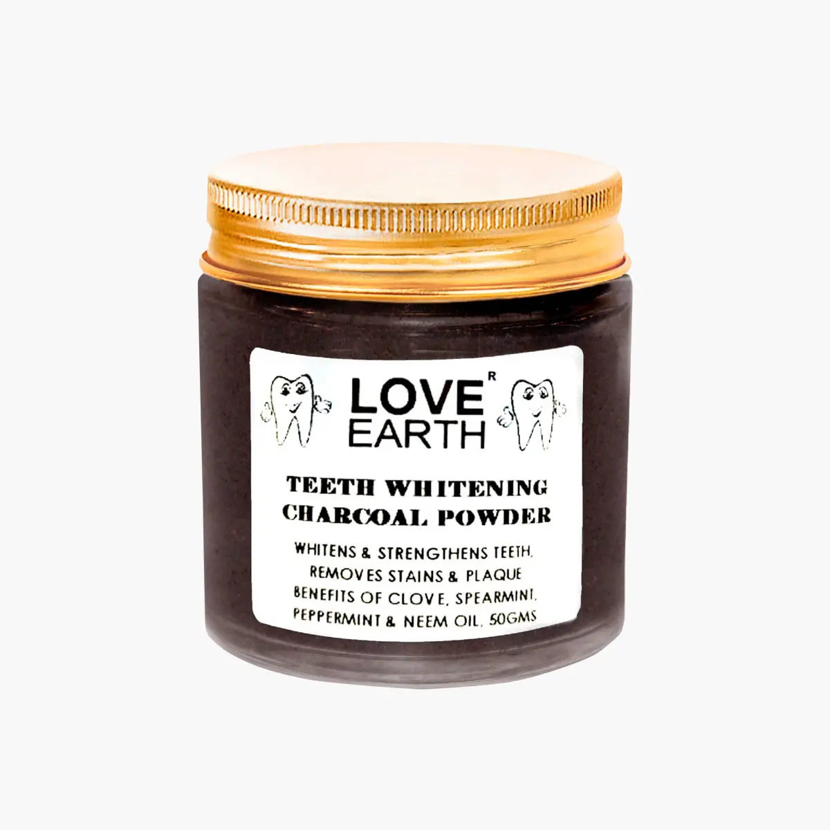 Love Earth Charcoal Teeth Whitening Powder For Teeth Whitening, Removes Plaque And Freshens Breath With Peppermint & Neem Oil 50gm