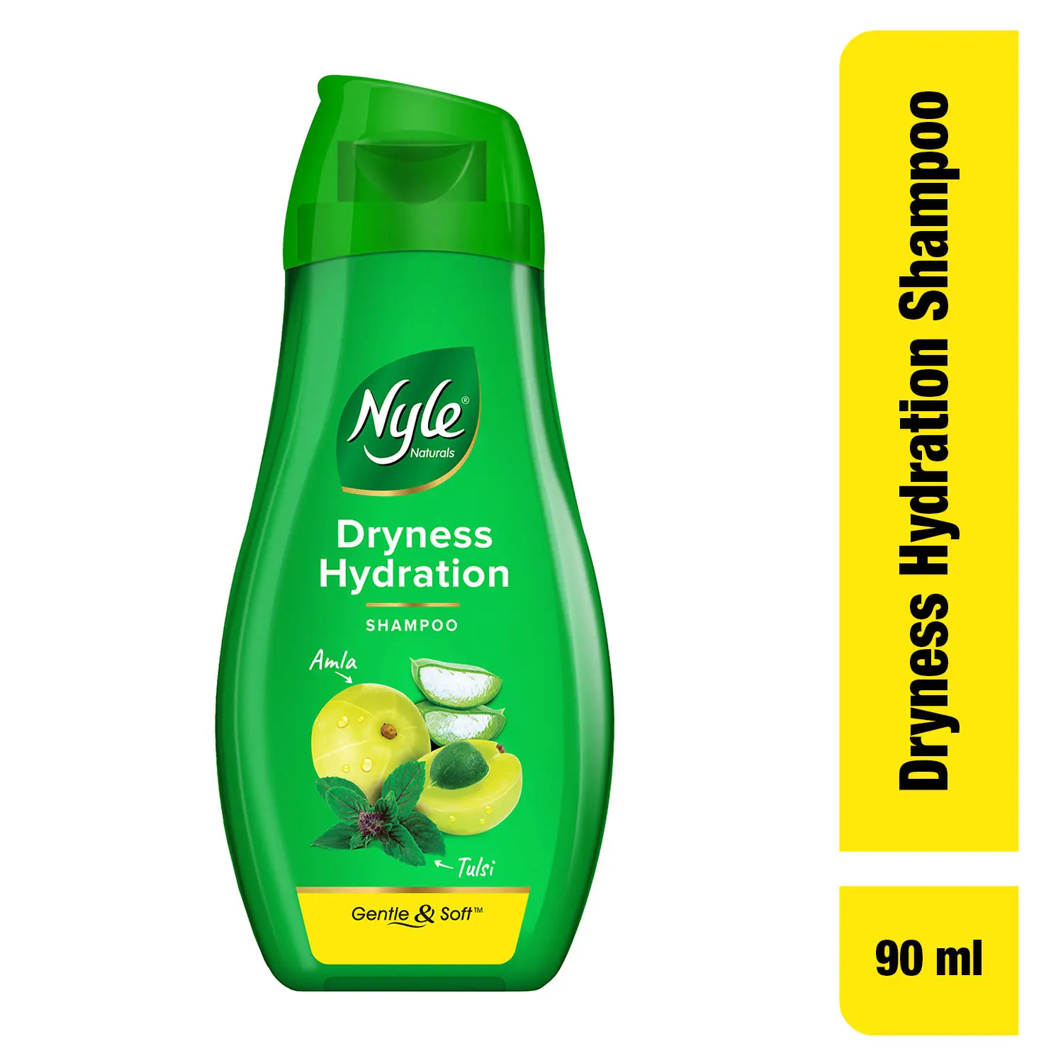 Nyle Naturals Dryness Hydration Shampoo, With Tulsi, Amla and Aloe Vera,Gental & Soft, 90ml