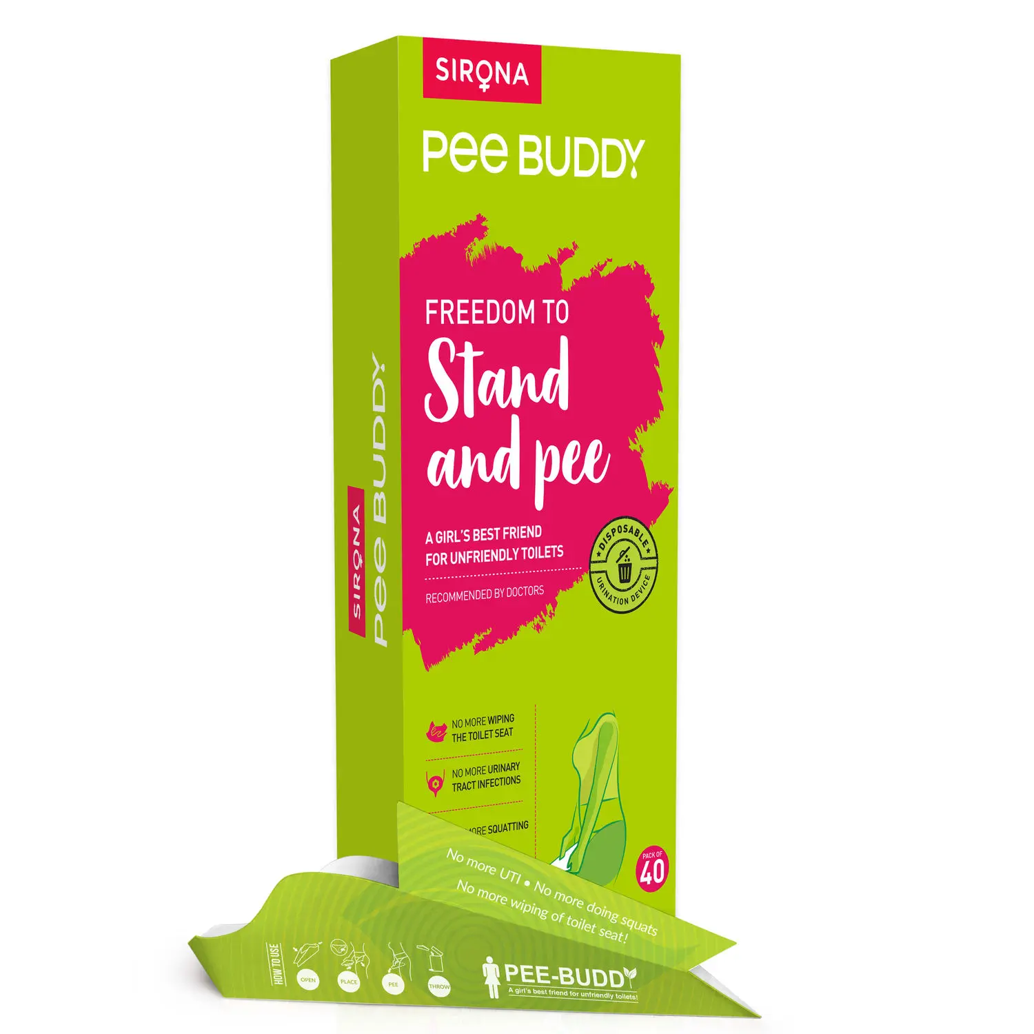 PeeBuddy - Disposable, Portable Female Urination Device for Women (40 Funnel - 1 Pack)