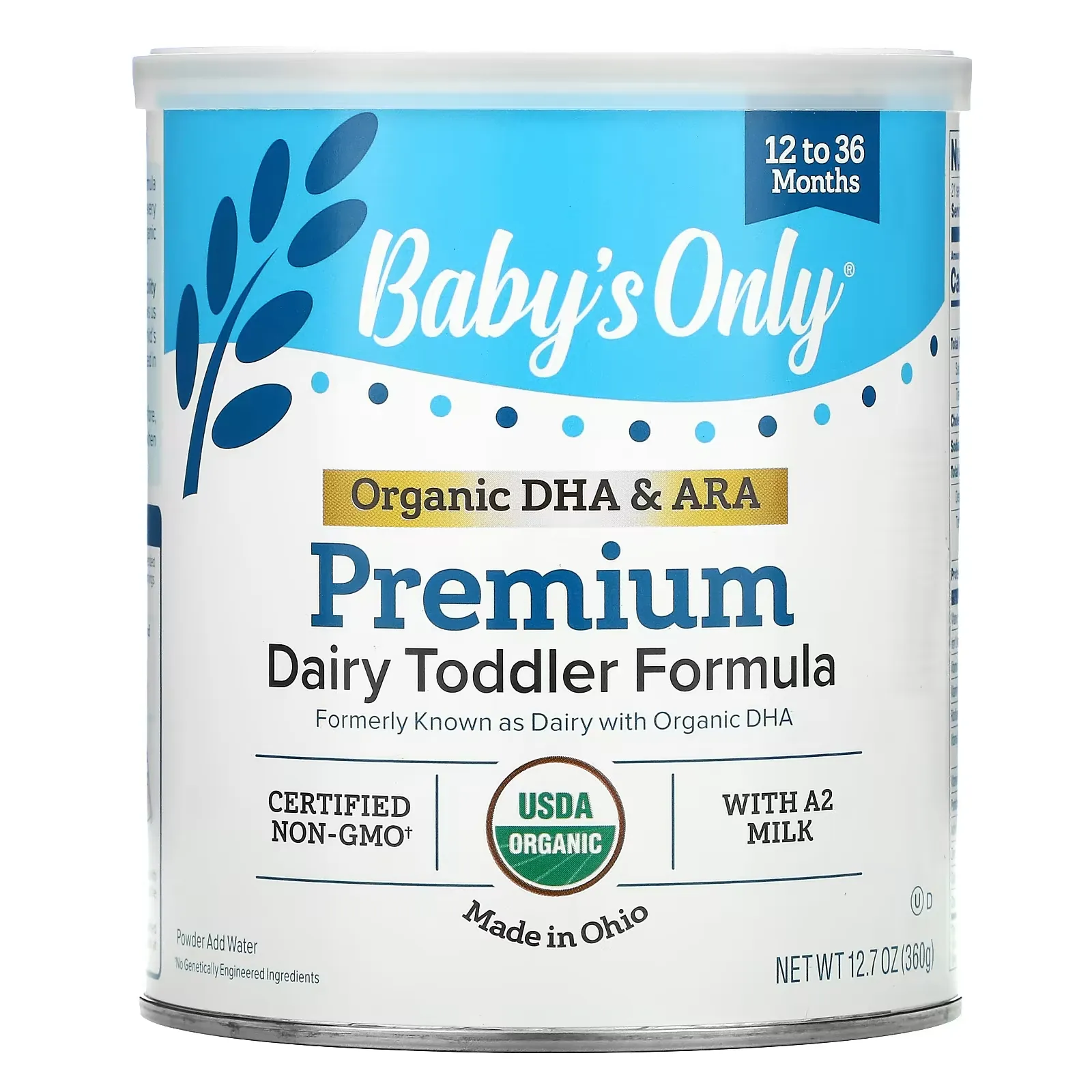 Baby's Only, Premium Dairy Toddler Formula, 12 to 36 Months, 12.7 oz (360 g)