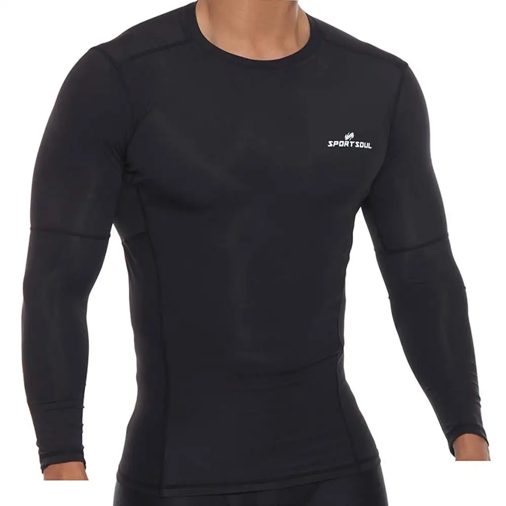 SportSoul Nylon Compression Skin Tight Full Sleeve Gym Tshirt (with Waterproof Carry Pouch),  Black  Medium