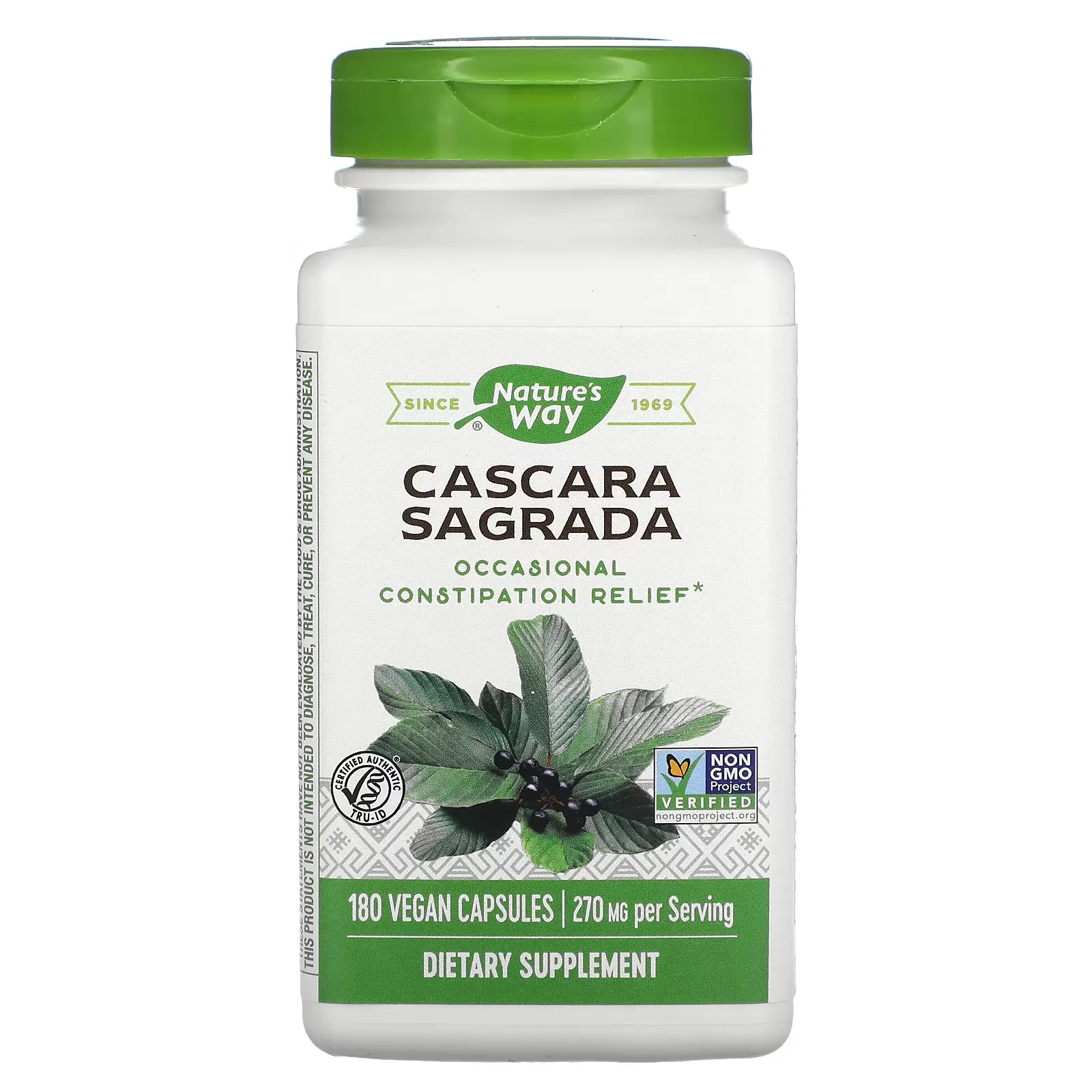 Cascara Sagrada, 270 mg, 180 Vegan Capsules