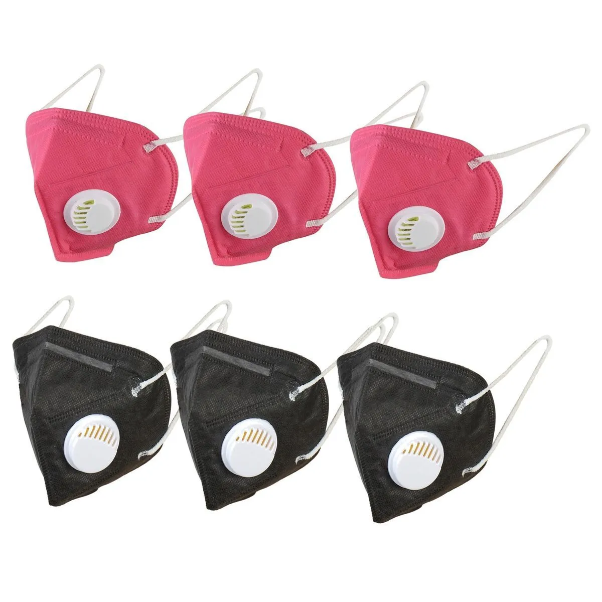 OOMPH Pack Of 6 Kn95/n95 Anti-pollution Reusable 5 Layer Mask Color: Pink White