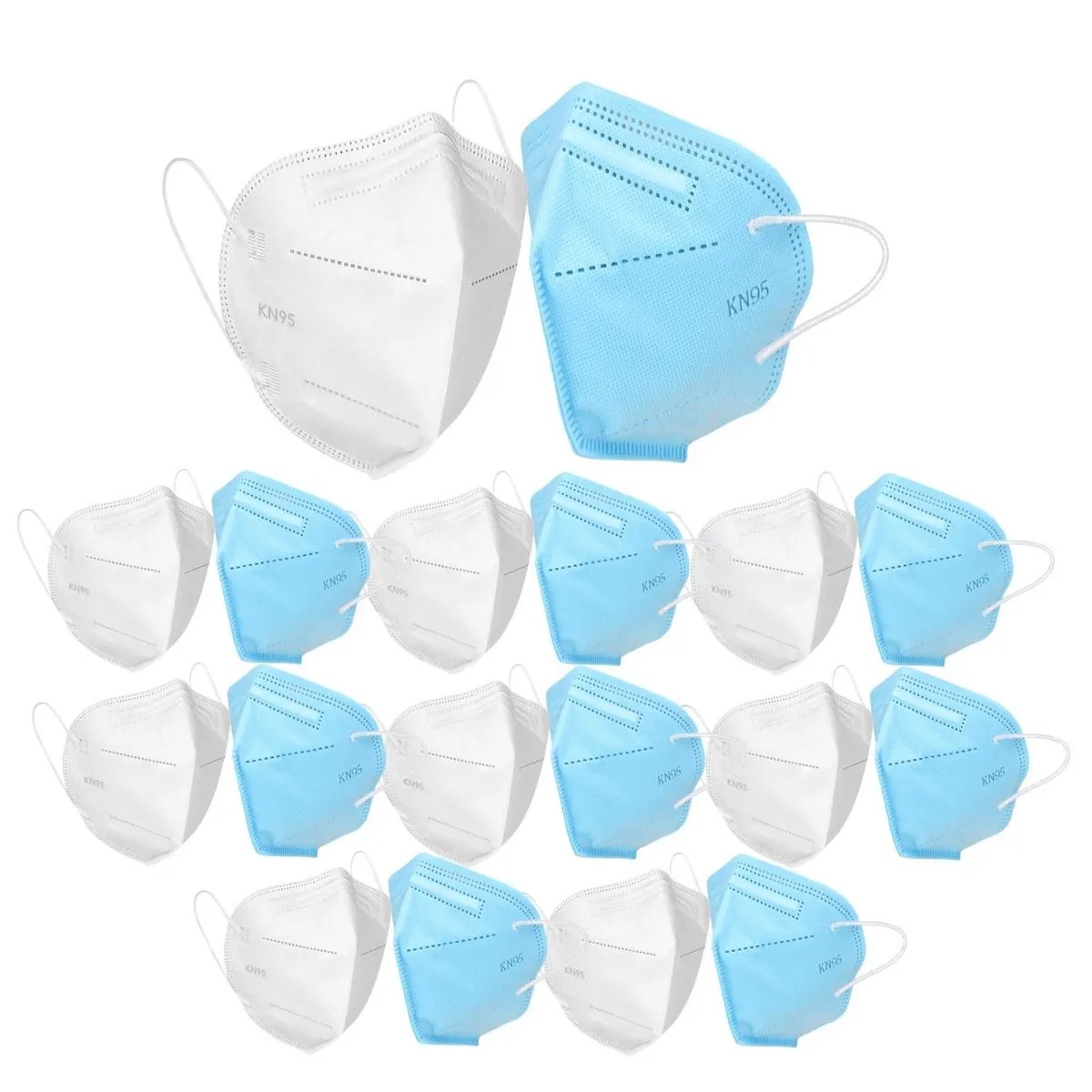 OOMPH Pack Of 16 Kn95/n95 Anti-pollution Reusable 5-layer Mask (blue,white)