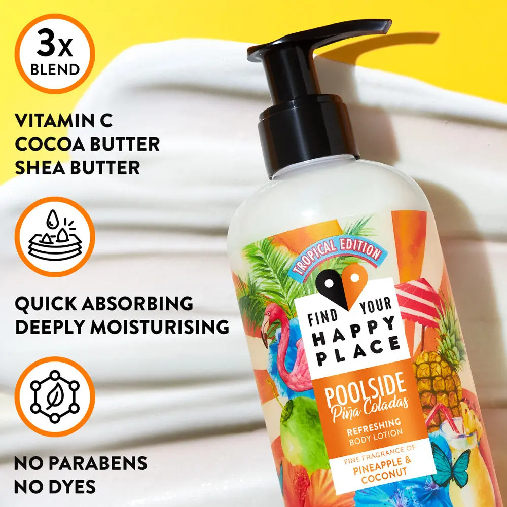 Find Your Happy Place - Poolside Pina Coladas Vitamin C Moisturising Body Lotion 300ml