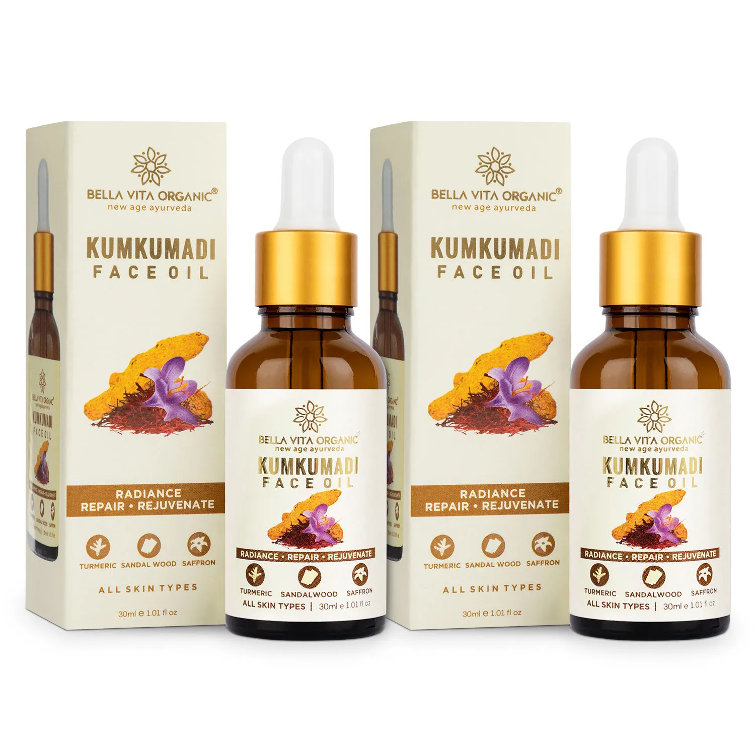 Bella Vita Organic Kumkumadi Face Glow Oil - Pack of 2