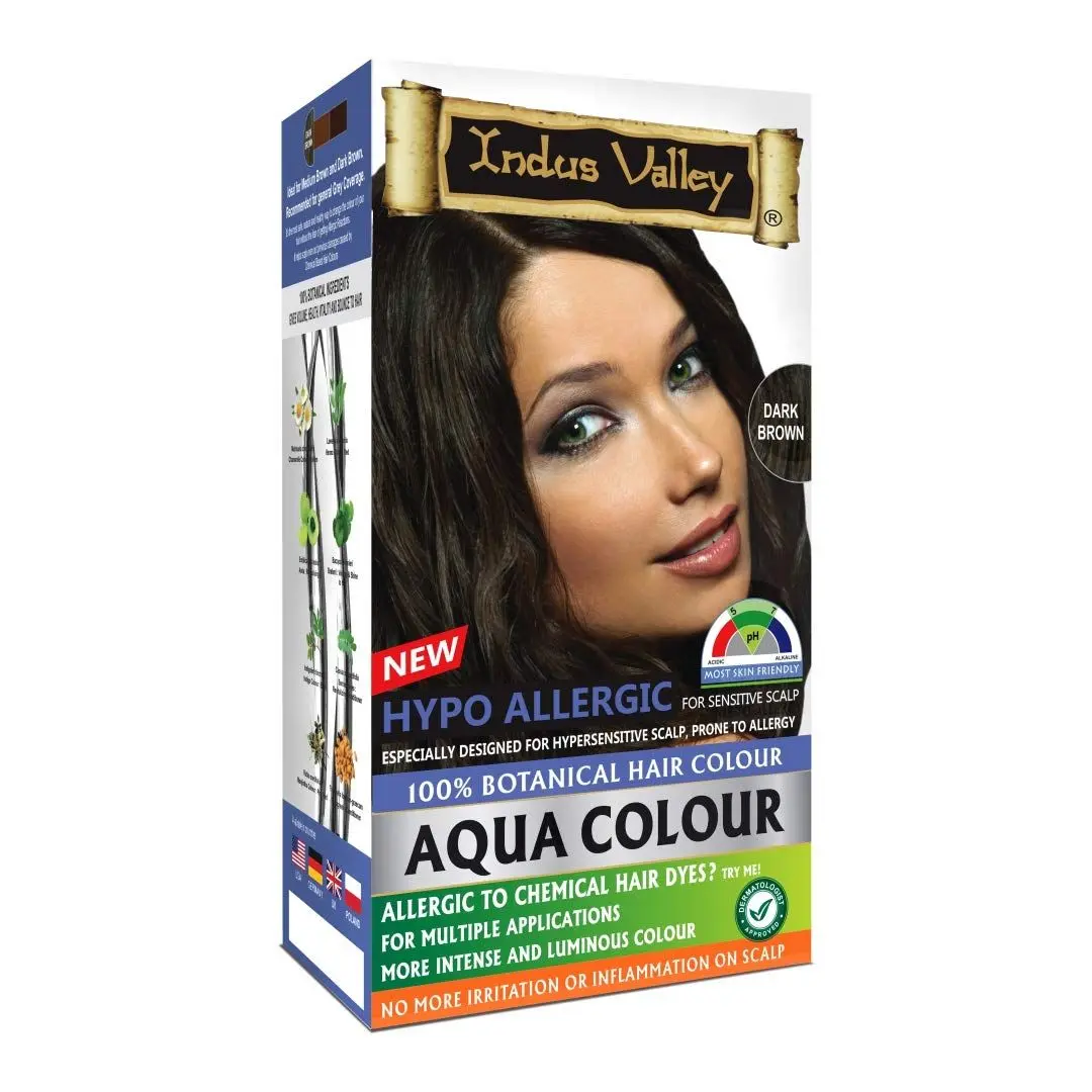 Indus Valley Hypo Allergic Aqua hair colour 100% Botanical Dark Brown