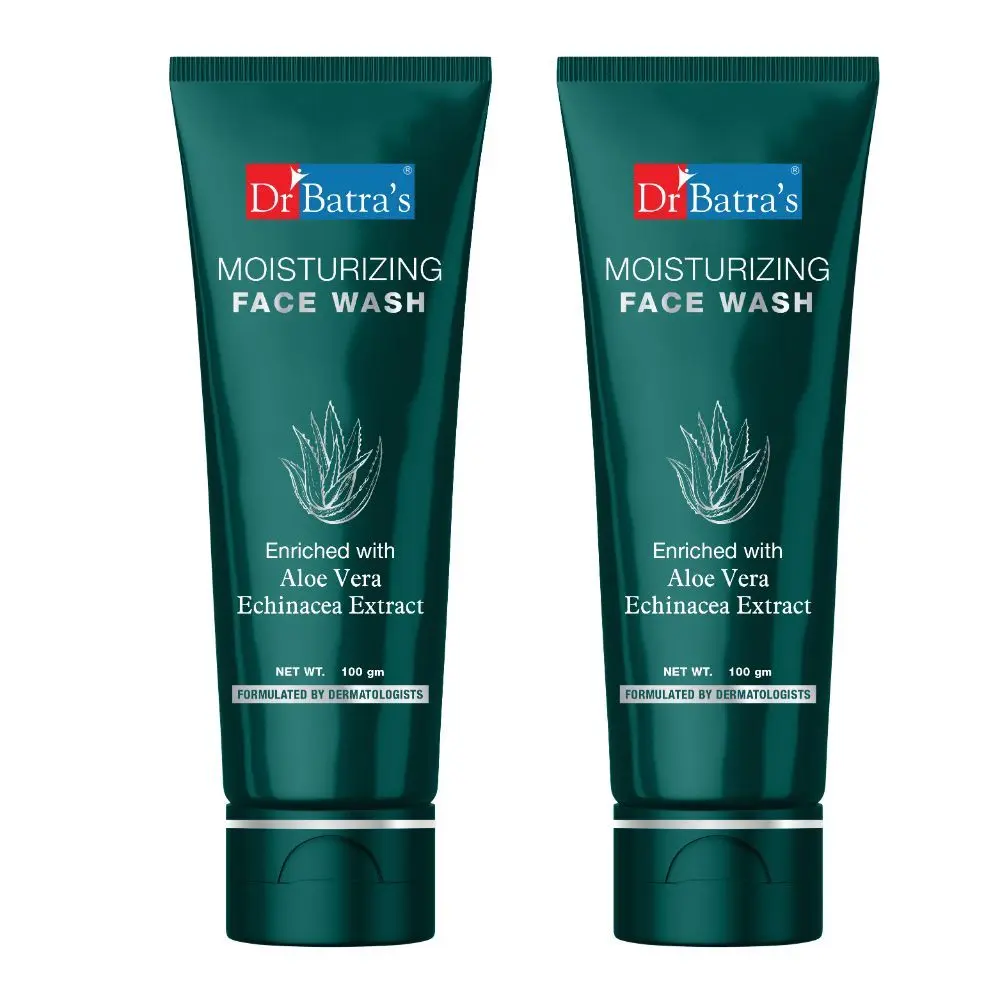 Dr Batra's Moisturizing Face Wash Enriched With Aloe Vera Soft, Hydrated & Supple Skin - 100 gm (Pack of 2)