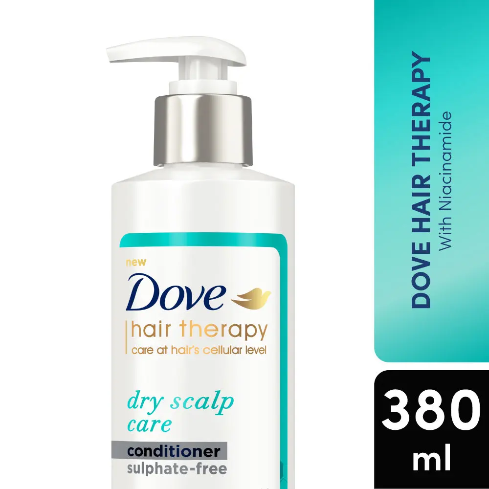 Dove Hair Therapy Dry Scalp Care Moisturizing Conditioner, Sulphate Free, No Parabens & Dyes, With Niacinamide to relieve scalp dryness for smooth hair, 380 ml