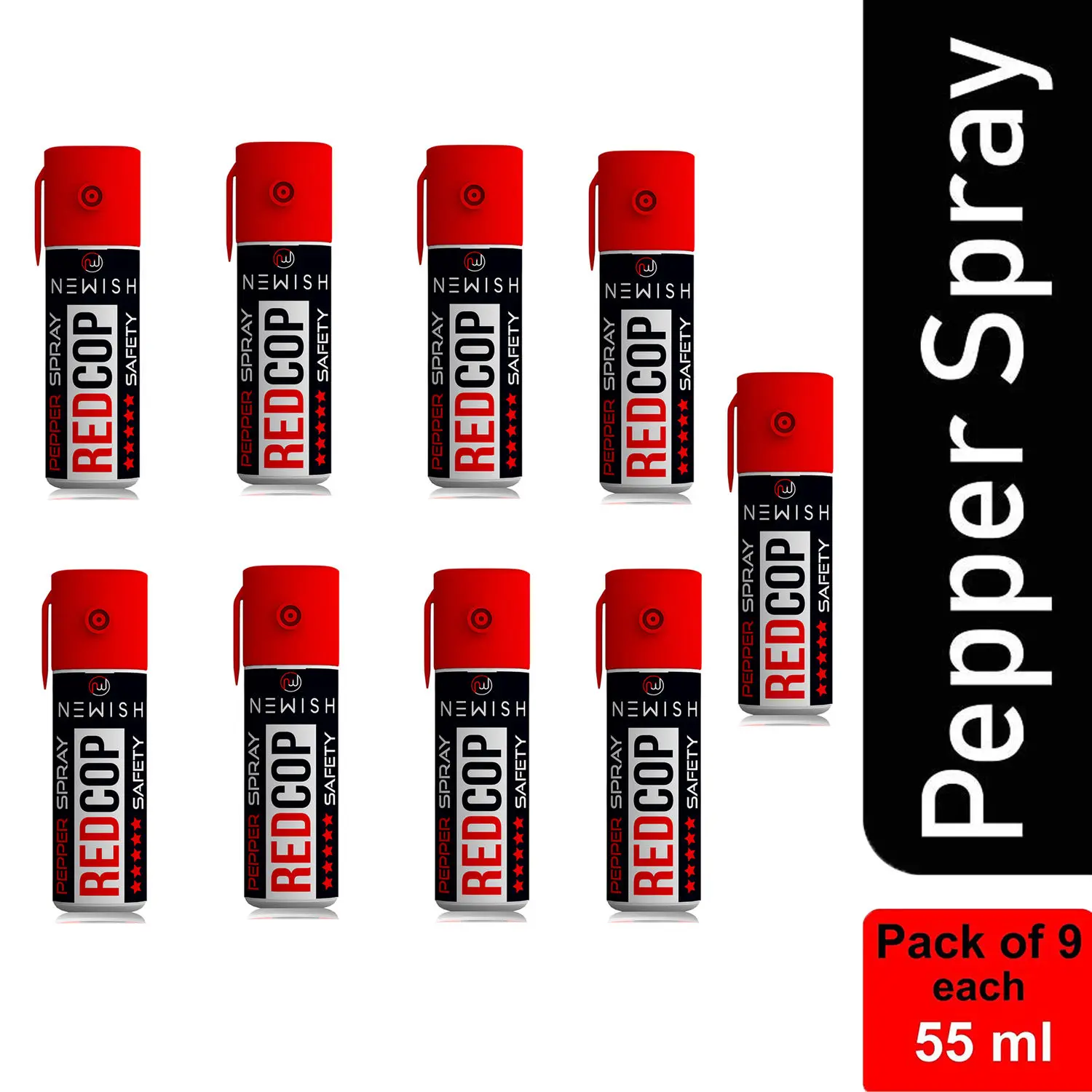 Newish : RED COP | Powerful Pepper Spray Self Defence for Women Pack of 9 (Each : 35 gm / 55 ml)