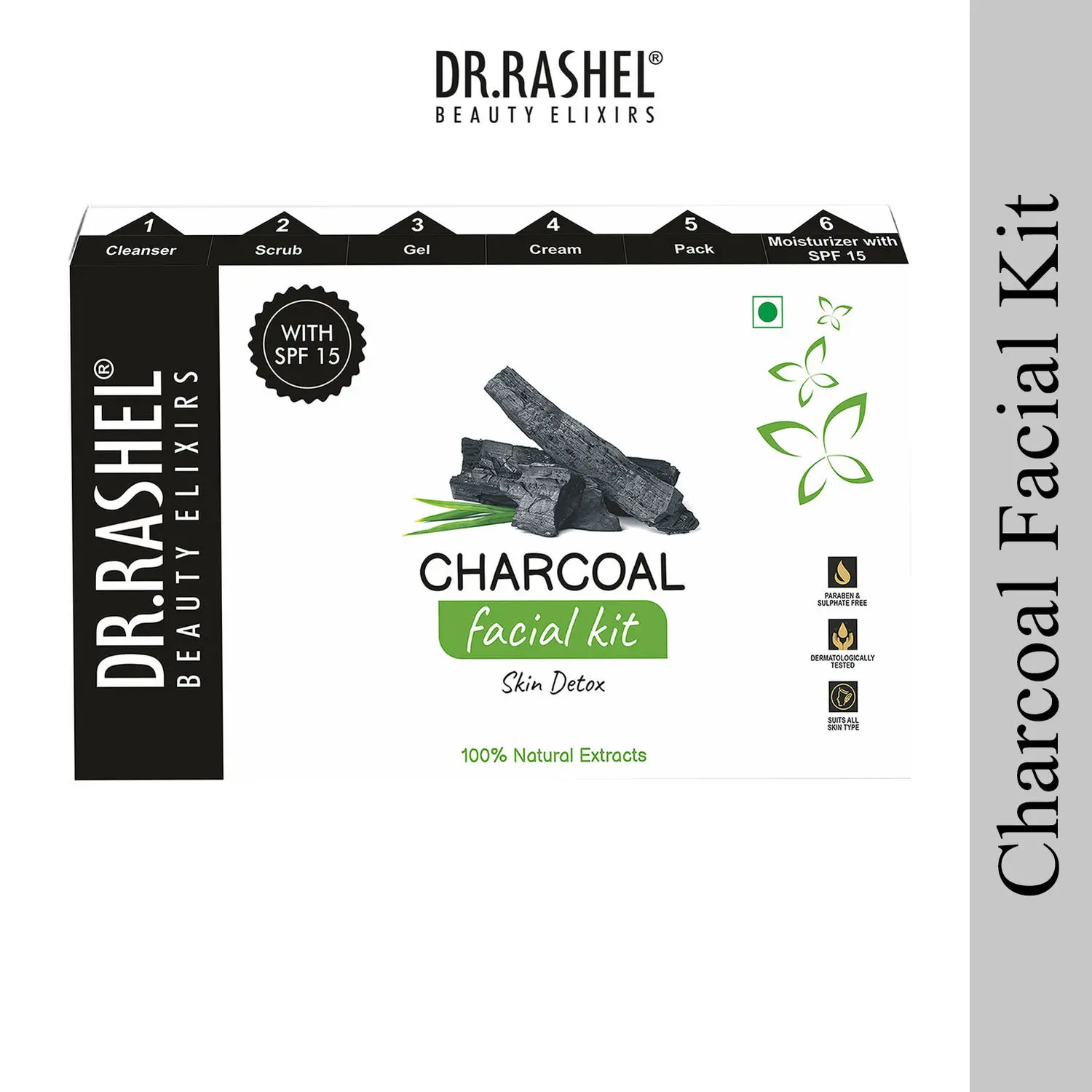 Dr.Rashel Charcoal Facial Kit For Skin Detox Spf 15 Moisturizer