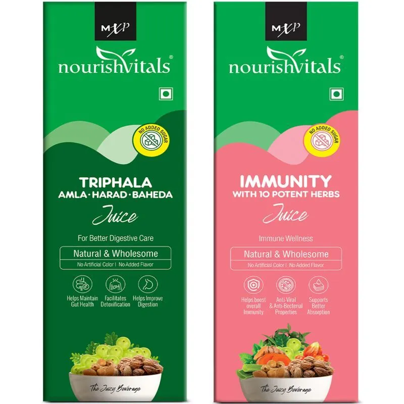 Nourish Vitals Healthcare Juices Combo - Triphala Amla, Harad, Baheda Juice + Immunity Juice