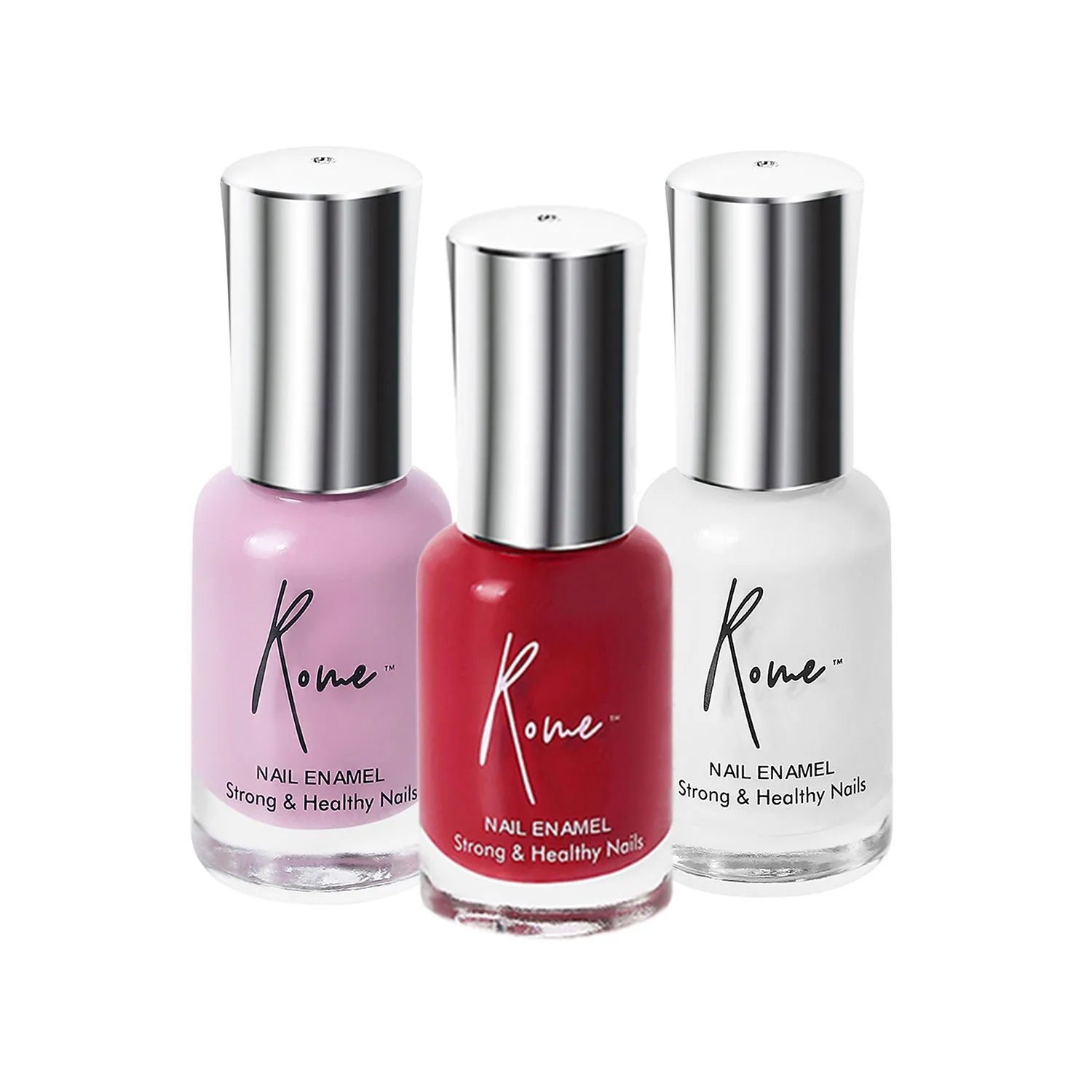 Rome Strong & Healthy Nail Enamel Set Of 3 (Fairy White+ Mauve+ Electric Red)