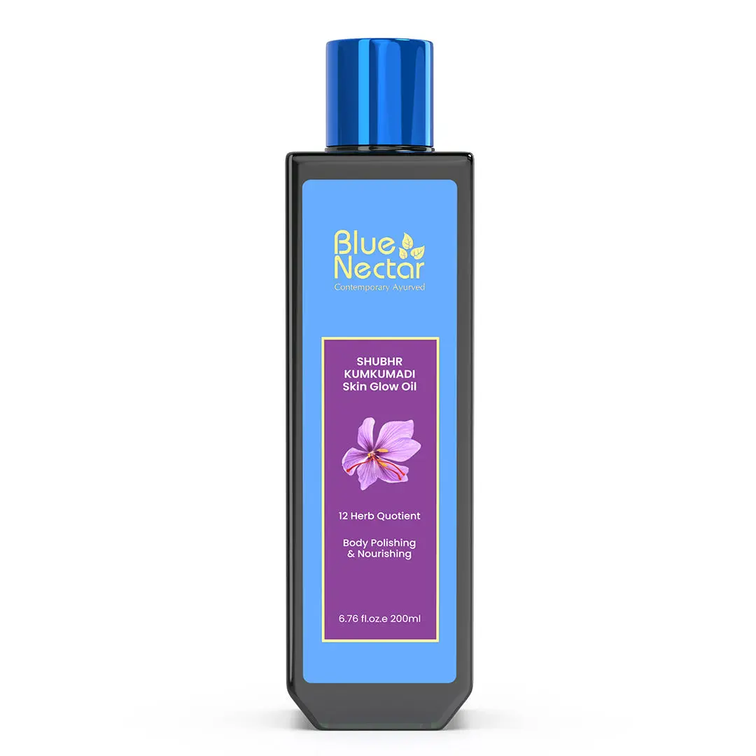 Blue Nectar Ayurvedic Body Massage Bio Oil For Stretch Marks, Scars, Aging & Wrinkled Skin (9 Herbs, 200 ml)