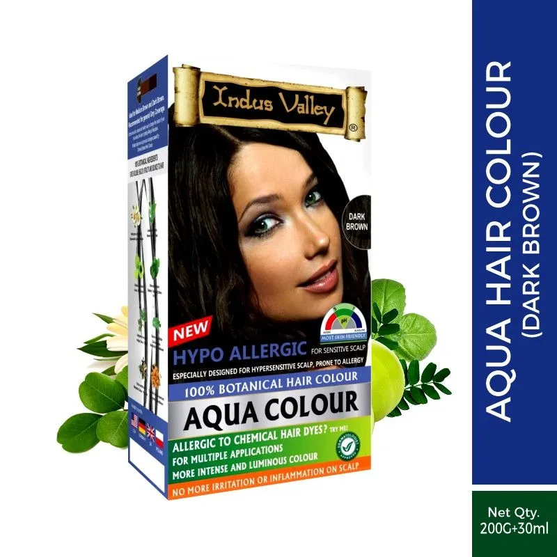 Indus Valley Hypo Allergic Aqua 100% Botanical Hair Colour - Dark Brown