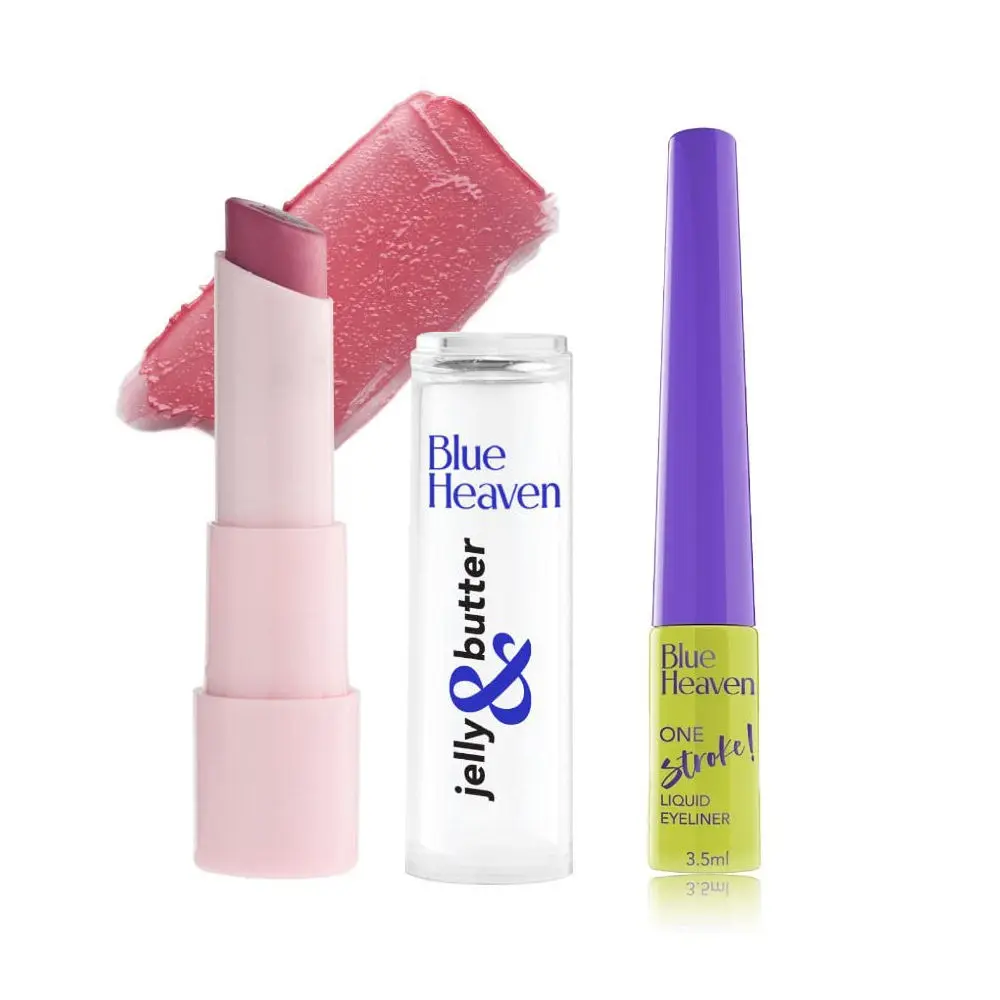 Blue Heaven Everyday Essentials Eye & Lip Combo - Dusty Rose | Hydrating Tinted Lip Balm, Dusty Rose | Eyeliner, Black | Pack of 2