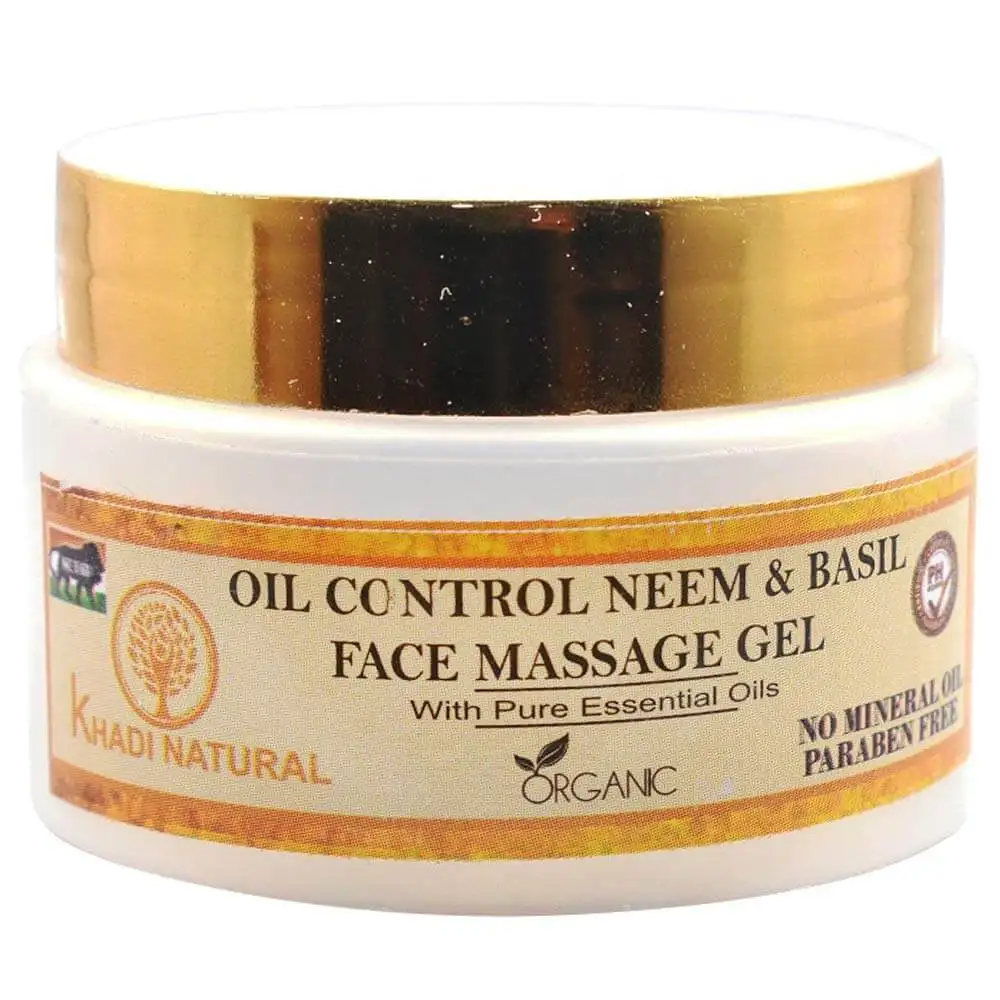 Khadi Natural Oil Control Neem and Basil Face Massage Gel,  50 g  for Normal to Oily Skin Types