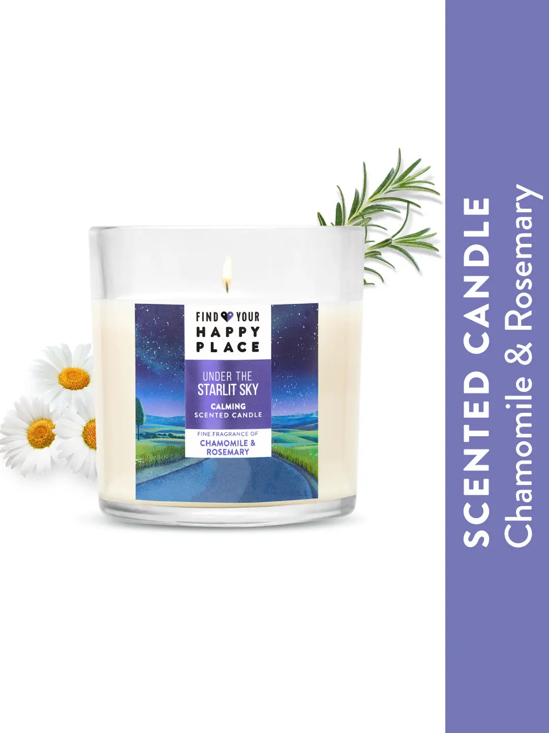 Find Your Happy Place - Under The Starlit Sky Scented Candle Chamomile & Rosemary, pure soy wax 200g