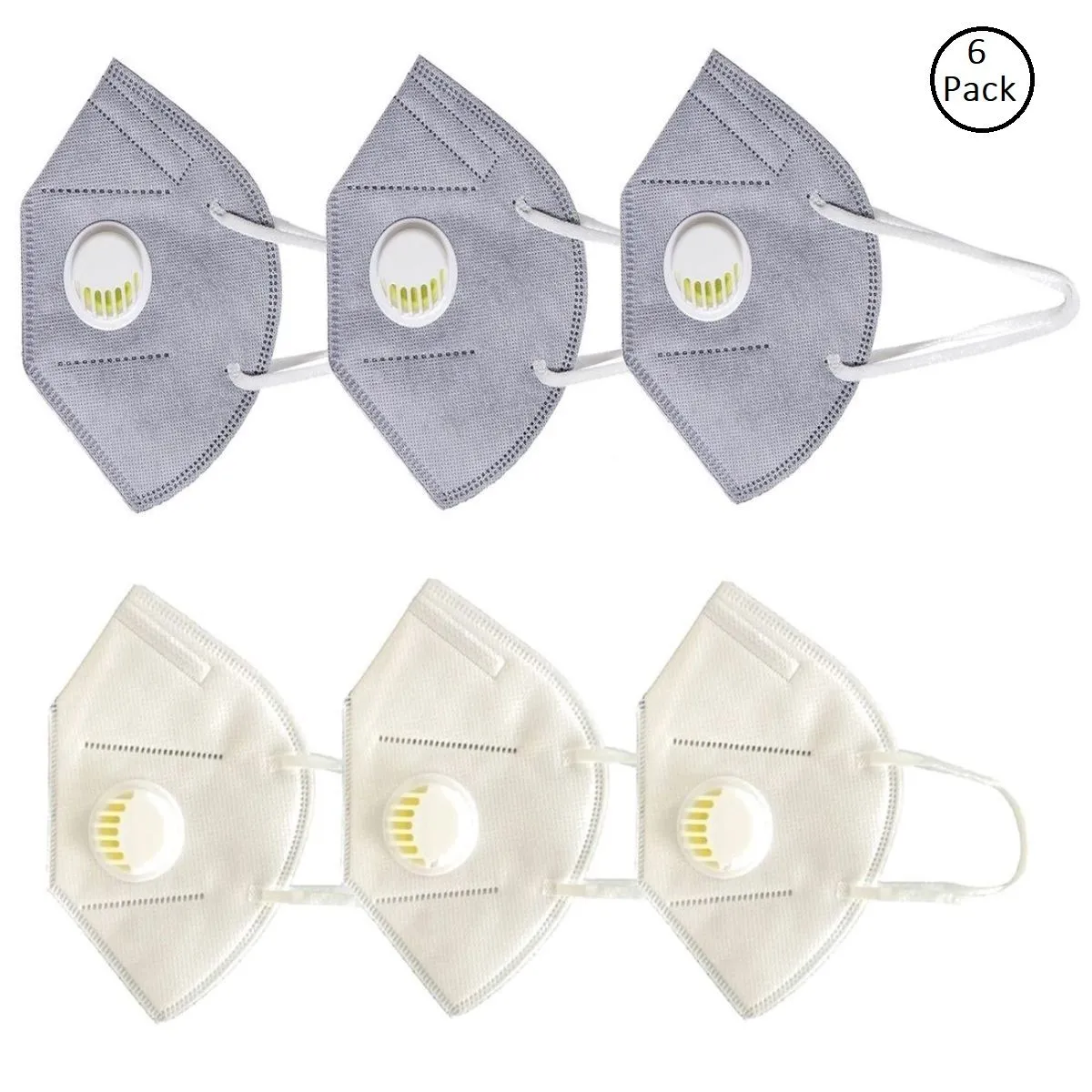 OOMPH Pack of 6 Anti-Pollution Reusable 5 Layer Mask - White Grey