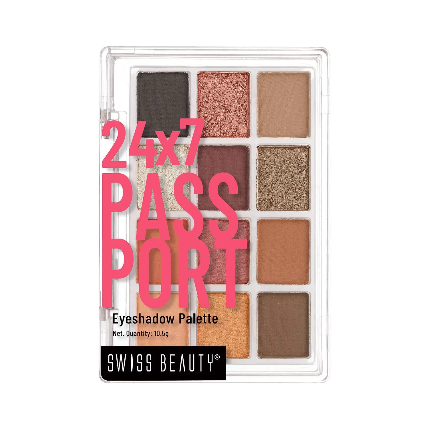 Swiss Beauty 24/7 Passport Eyeshadow Palette for Eyes | Long-Lasting | 12 Shades in 1| Smooth & Blendable 02-Late Nights - Night (10.5 G)