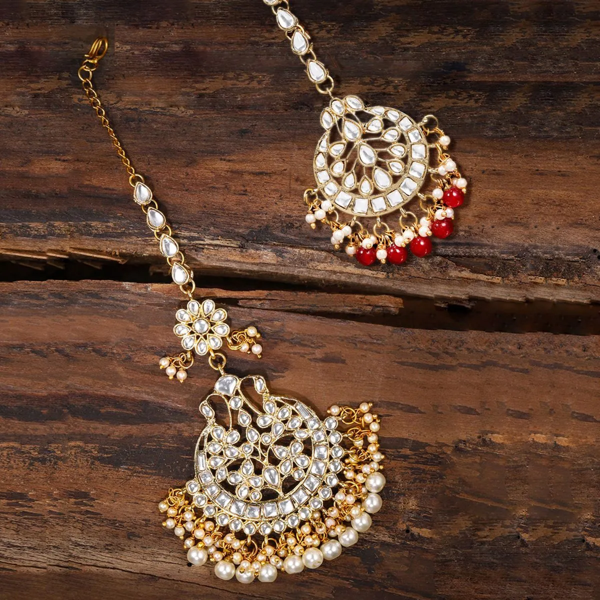 Zaveri Pearls Combo Of 2 Kundan & Pearls Bridal Maang Tikka - ZPFK8949