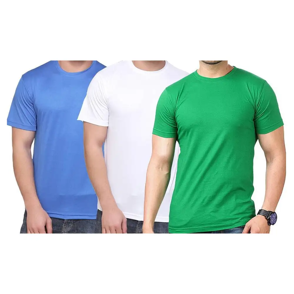 Gym Brute 3 T-Shirt Combo,  Blue White and Green  Medium