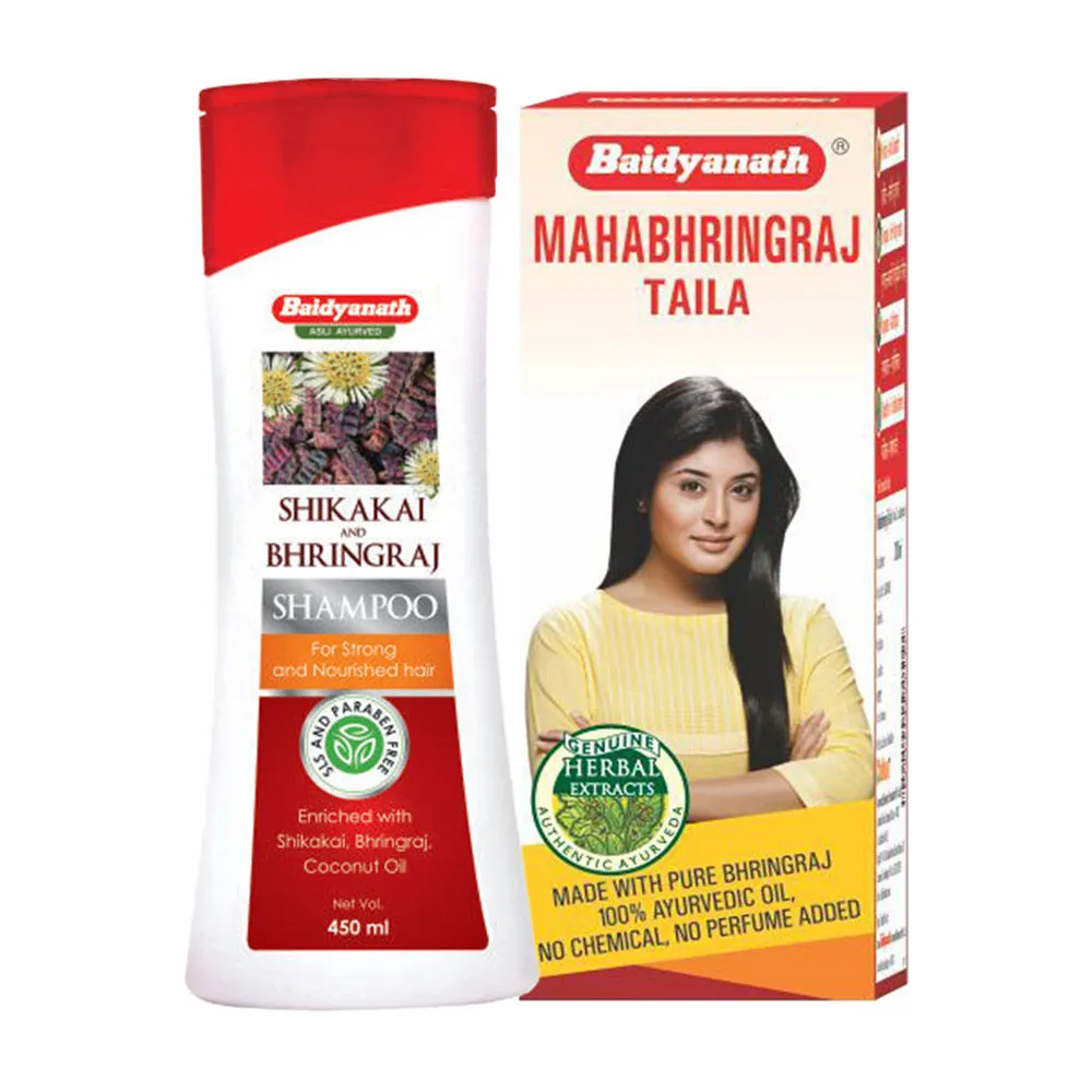 Baidyanath Shikakai Bhringraj Ayurvedic Hair Kit Shampoo & Hair Oil