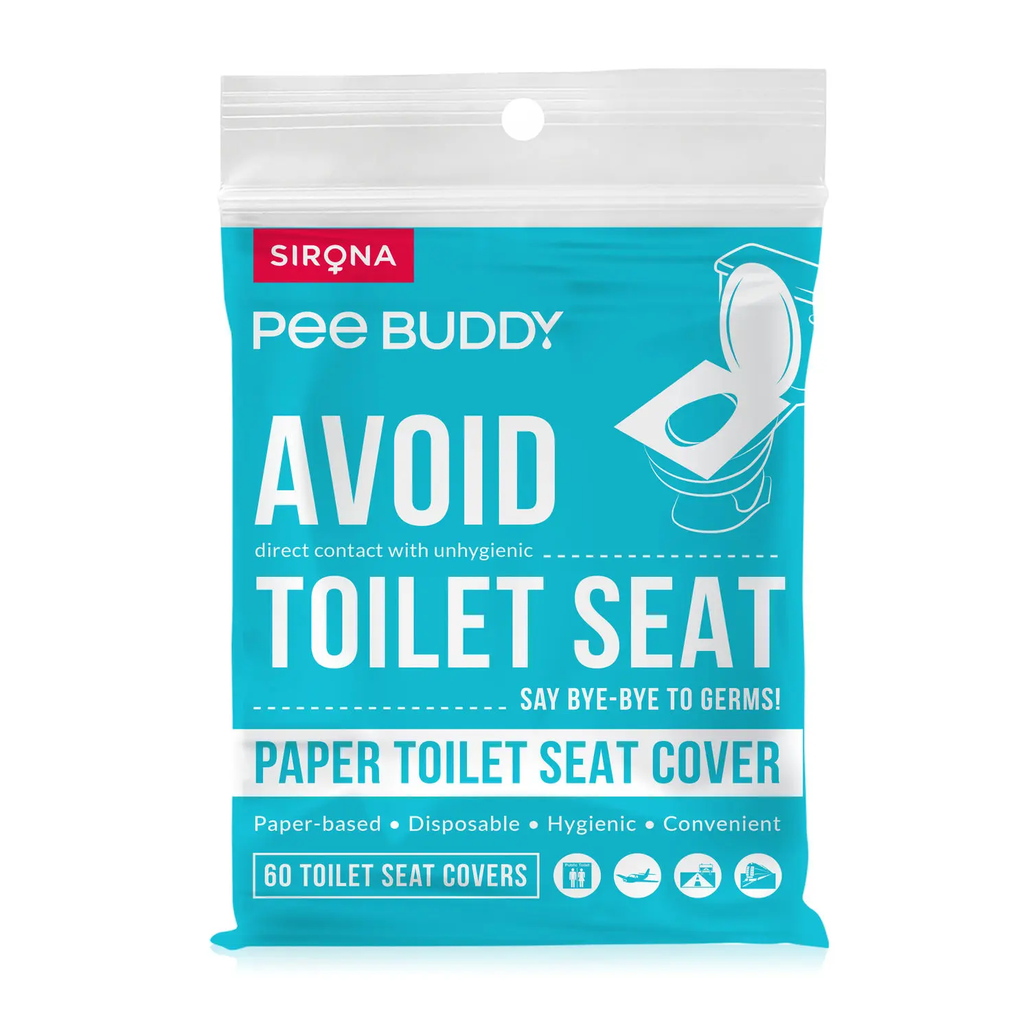 PeeBuddy Disposable Toilet Seat Cover to Avoid Direct Contact with Unhygienic Toilet Seats - 60 Seat Covers