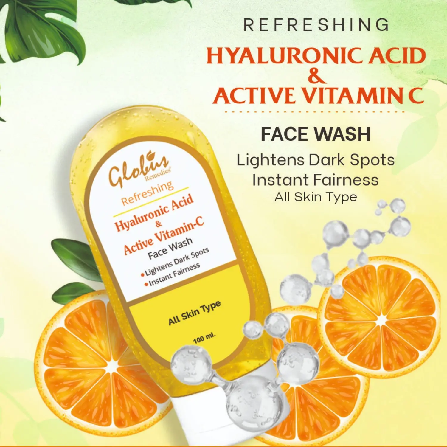 Globus Remedies Refreshing Hyluronic Acid And Vitamin C 100 ml
