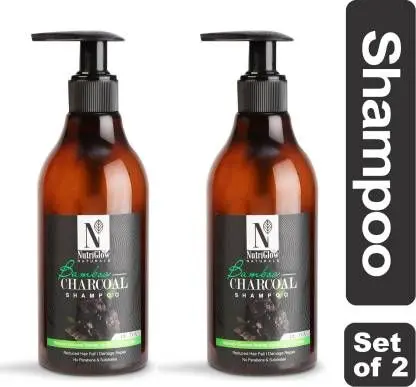 NutriGlow NATURAL'S Bamboo Charcoal Shampoo With Bamboo Charcoal Powder, 300ml