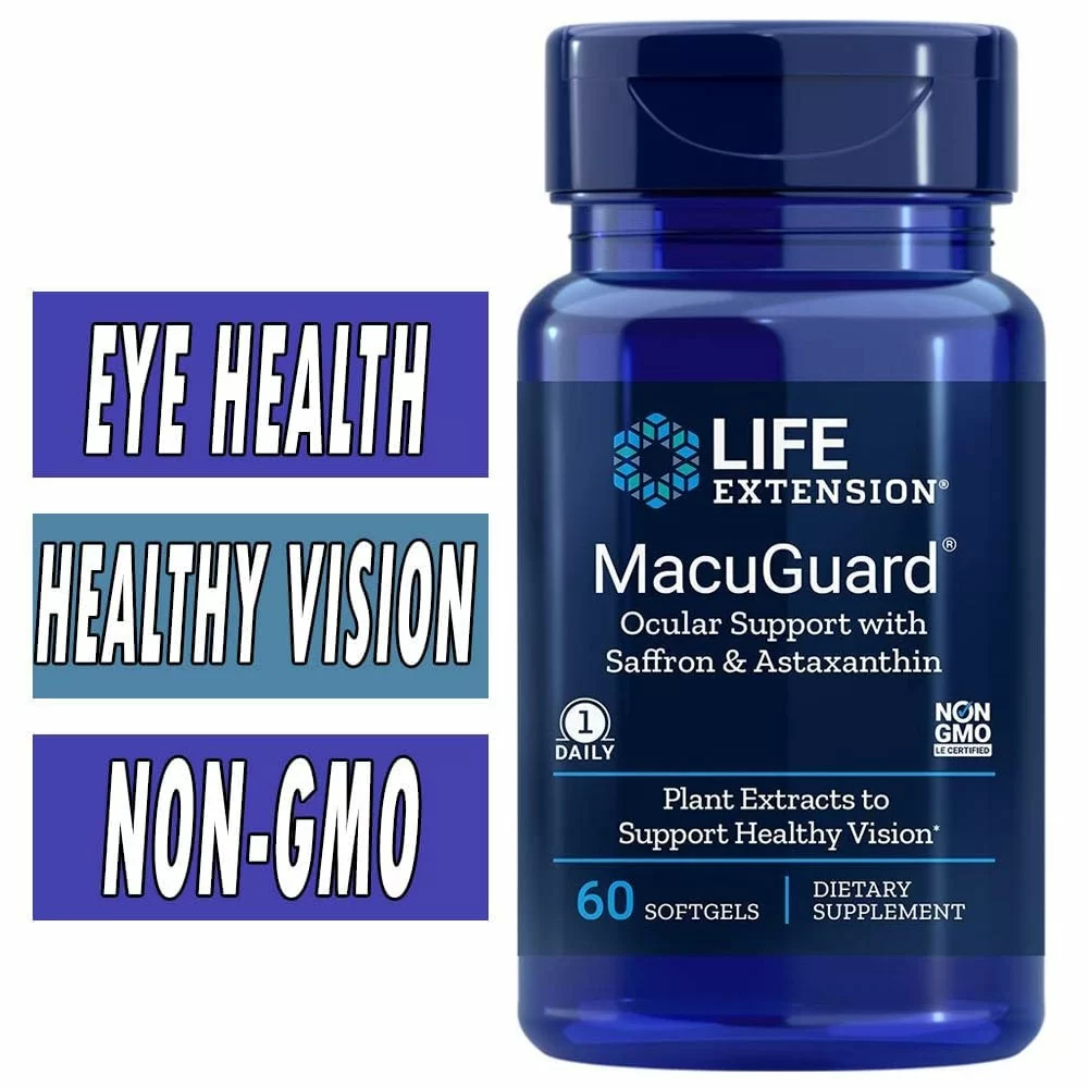 Life Extension MacuGuard - with Saffron & Astaxanthin - 60 Softgels - Eye Health