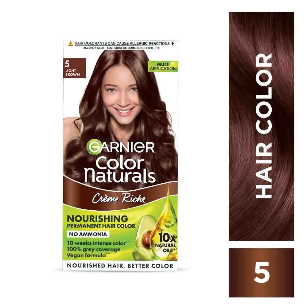 Garnier Color Naturals Creme hair color, Shade 5 Light Brown, ( 70 ml + 60 g)