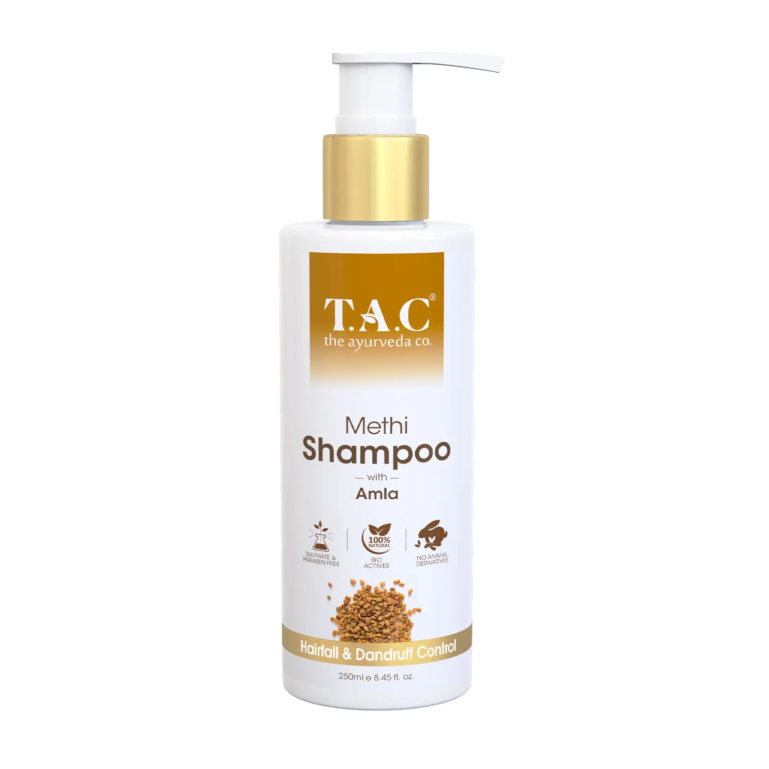 TAC - The Ayurveda Co. Methi Shampoo with Amla Hair Fall & Dandruff Control, 250ml