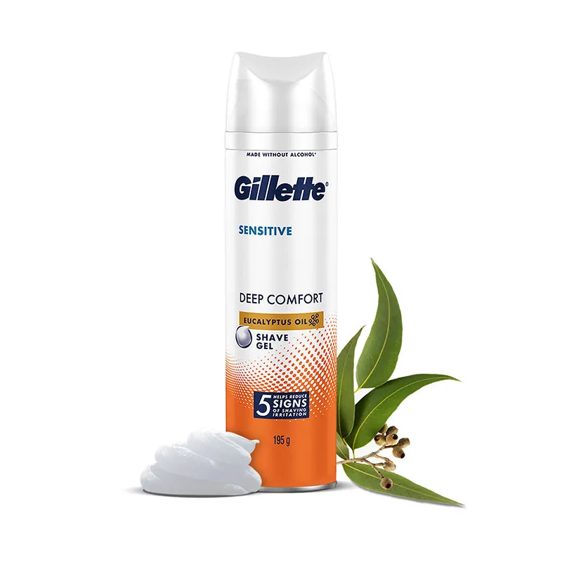 Gillette Sensitive Shaving Gel, Deep Comfort With Aloe Vera| 0% Parabene