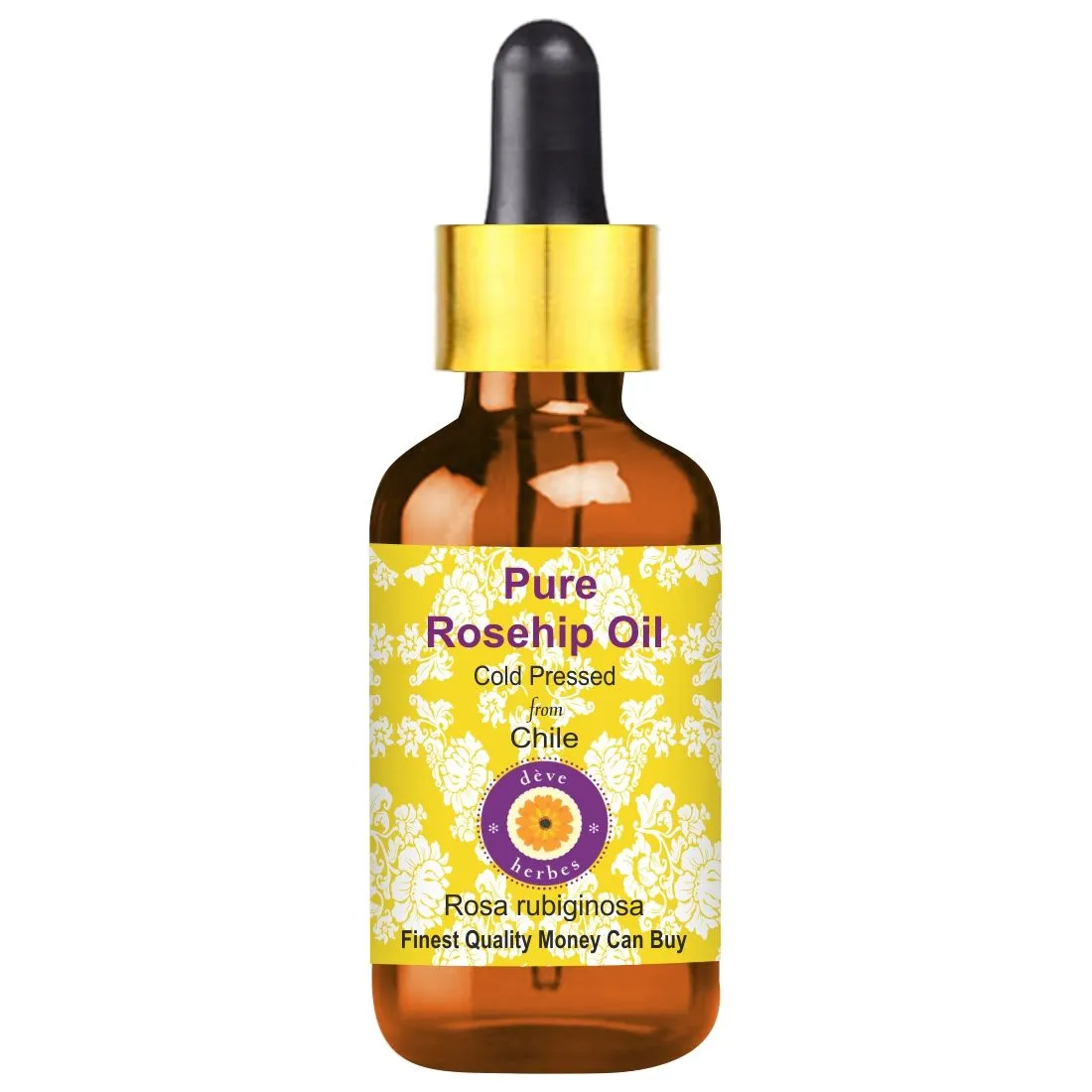 Deve Herbes Pure Rosehip Seed Oil (Rosa Rubiginosa) Cold Pressed For Skin Hydration & Wrinkles