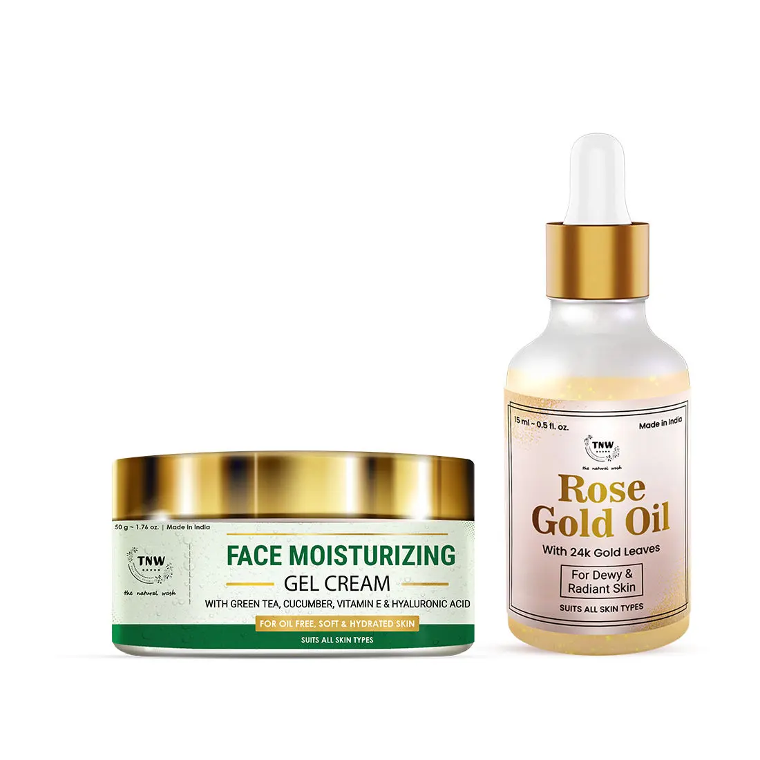 Combo of 2- Rose Gold Oil 15ml & Face Moisturizing Gel Cream 50g