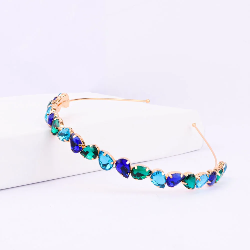 Ferosh Nefertiti Peacock-Coloured Crystal Hair Band