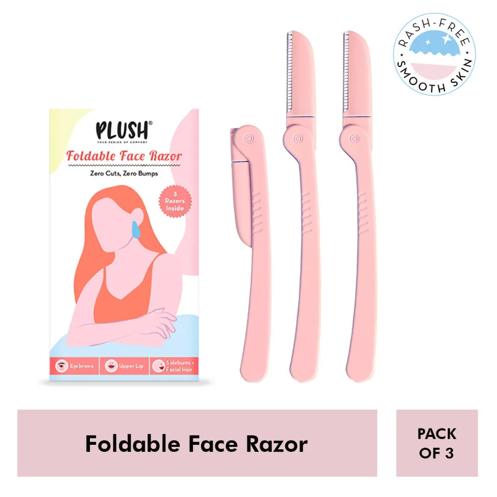 Plush Foldable & Reusable Face & Eyebrow Razor for Women - Pack of 3