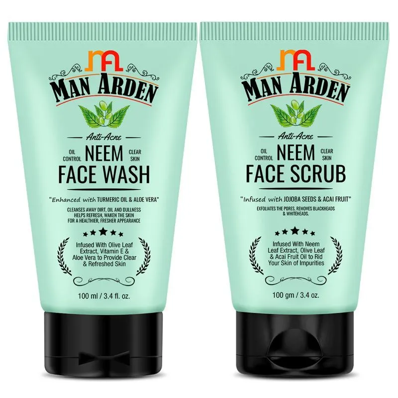 Man Arden Anti Acne Neem Face Wash + Face Scrub