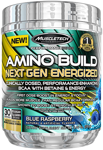 Amino Build Energized Next Gen, By MuscleTech, Blue Raspberry, 30 Servings