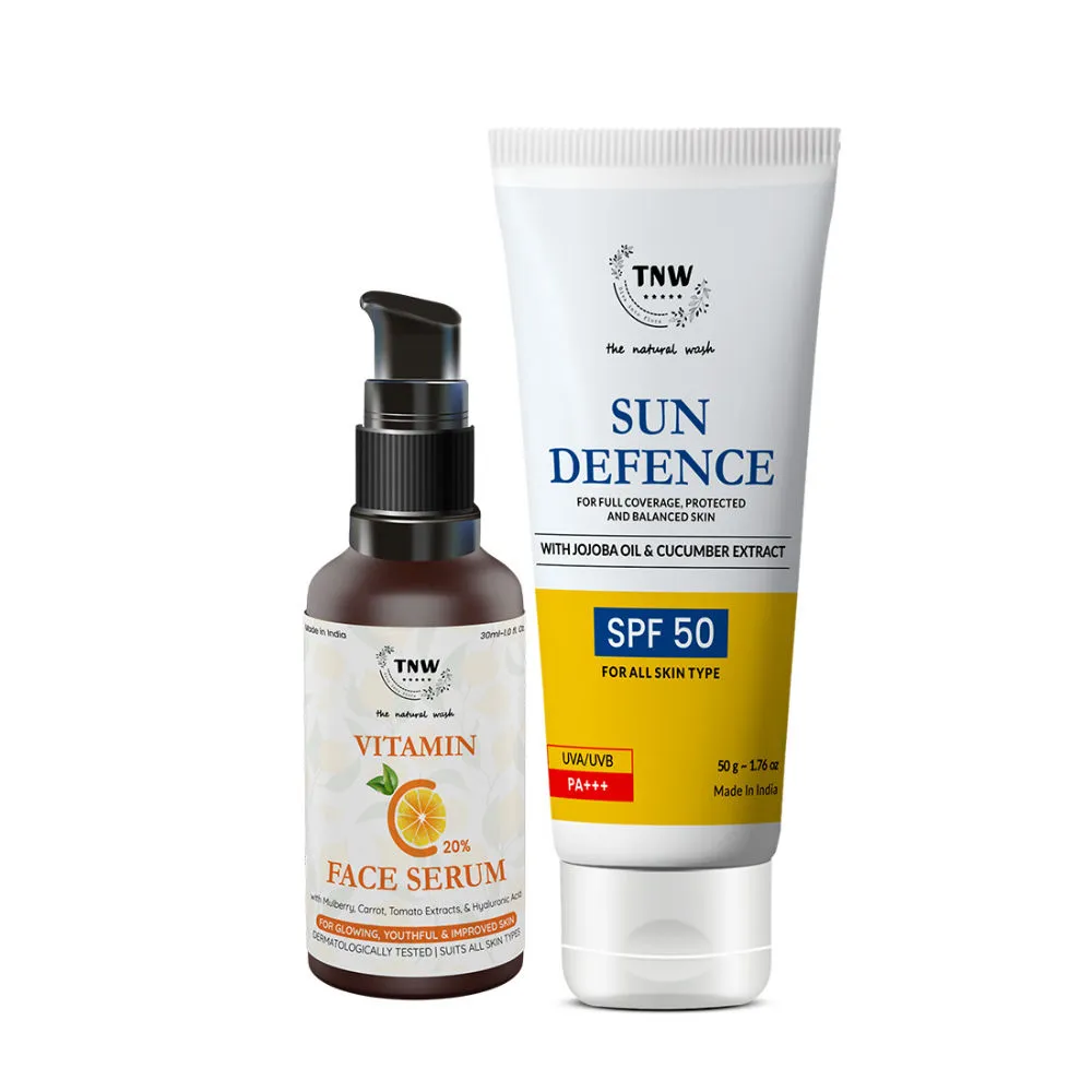 TNW The Natural Wash Vitamin C Skin Clearing Face Serum with Sunscreen SPF 50 ABSORB QUICKLY