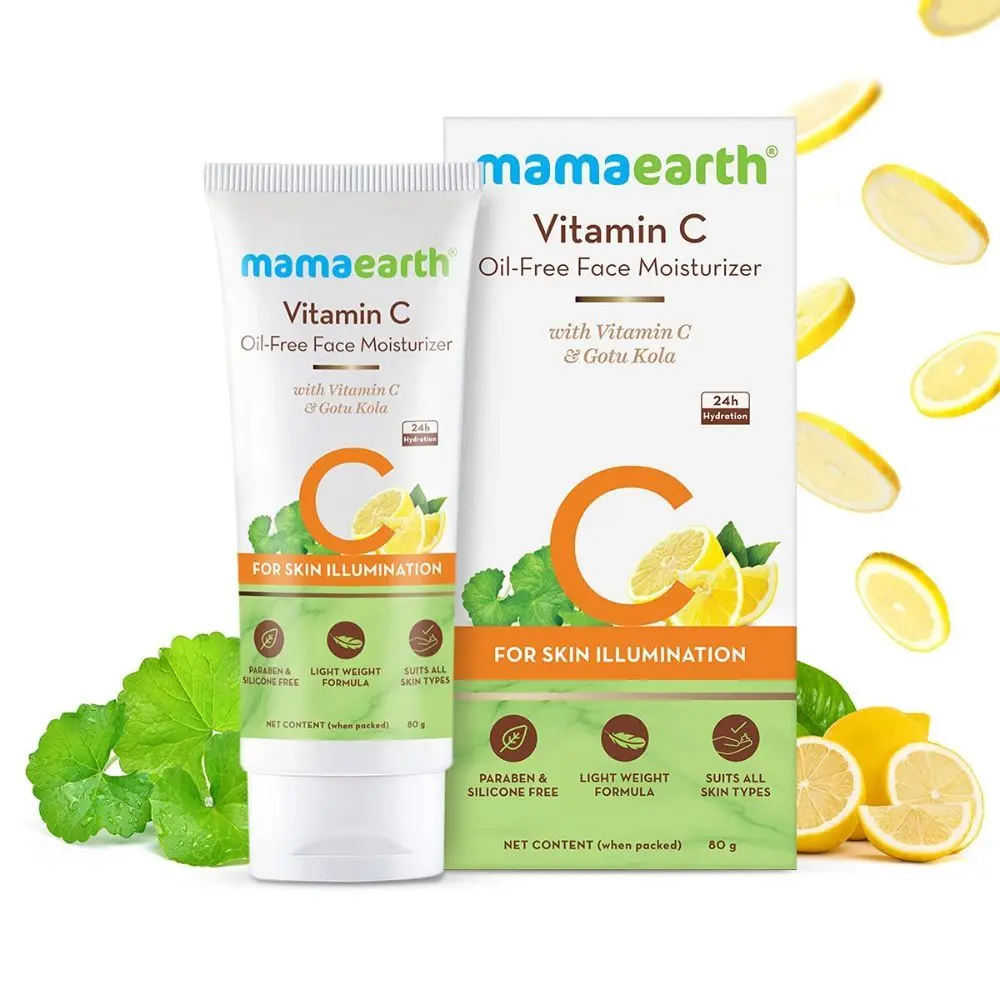 Mamaearth Vitamin C Oil-Free Moisturizer For Face with Vitamin C & Gotu Kola for Skin Illumination (80 ml)