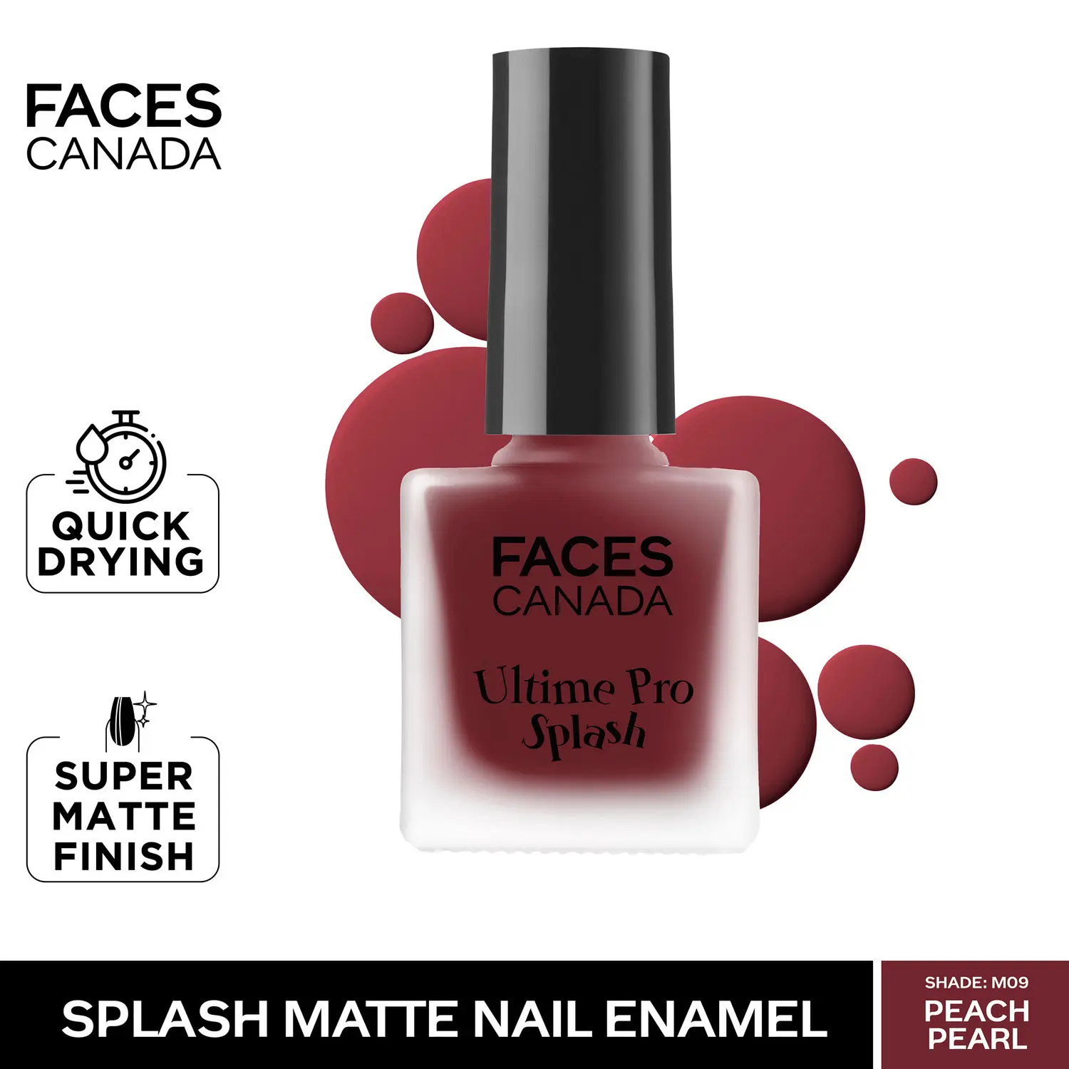 Faces Canada Ultime Pro Splash Nail Enamel Peach Pearl M09 MRP 149