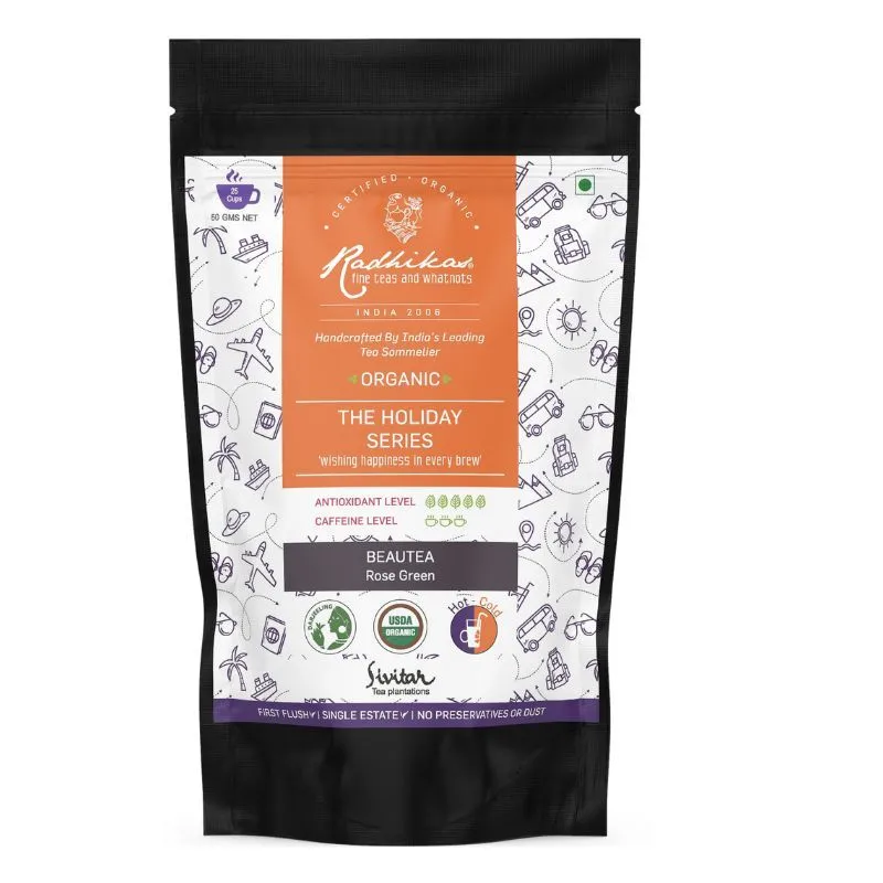 Radhikas Beautea Green Rose, Certified Organic, Cold & Hot Brew