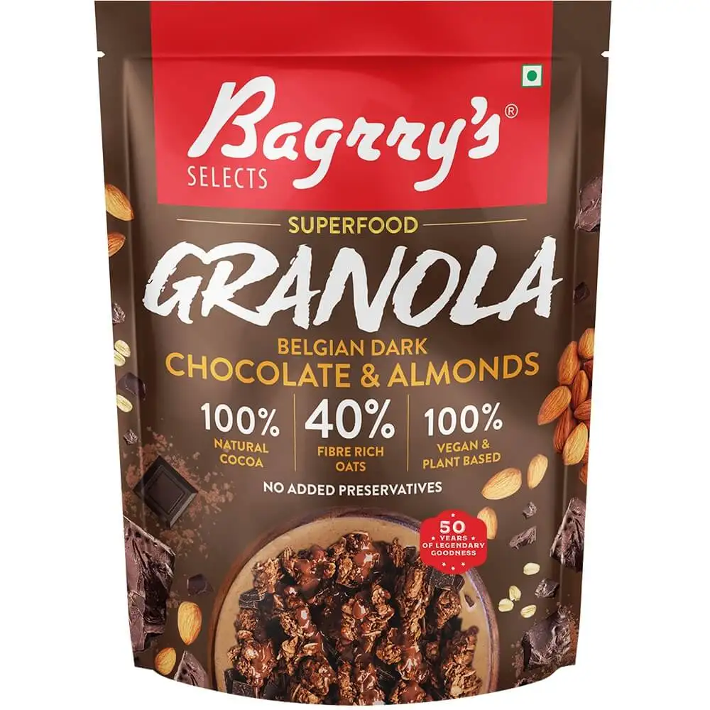 Bagrrys Granola,  Belgian Dark Chocolate & Almonds (100% Natural Cocoa)  400 g